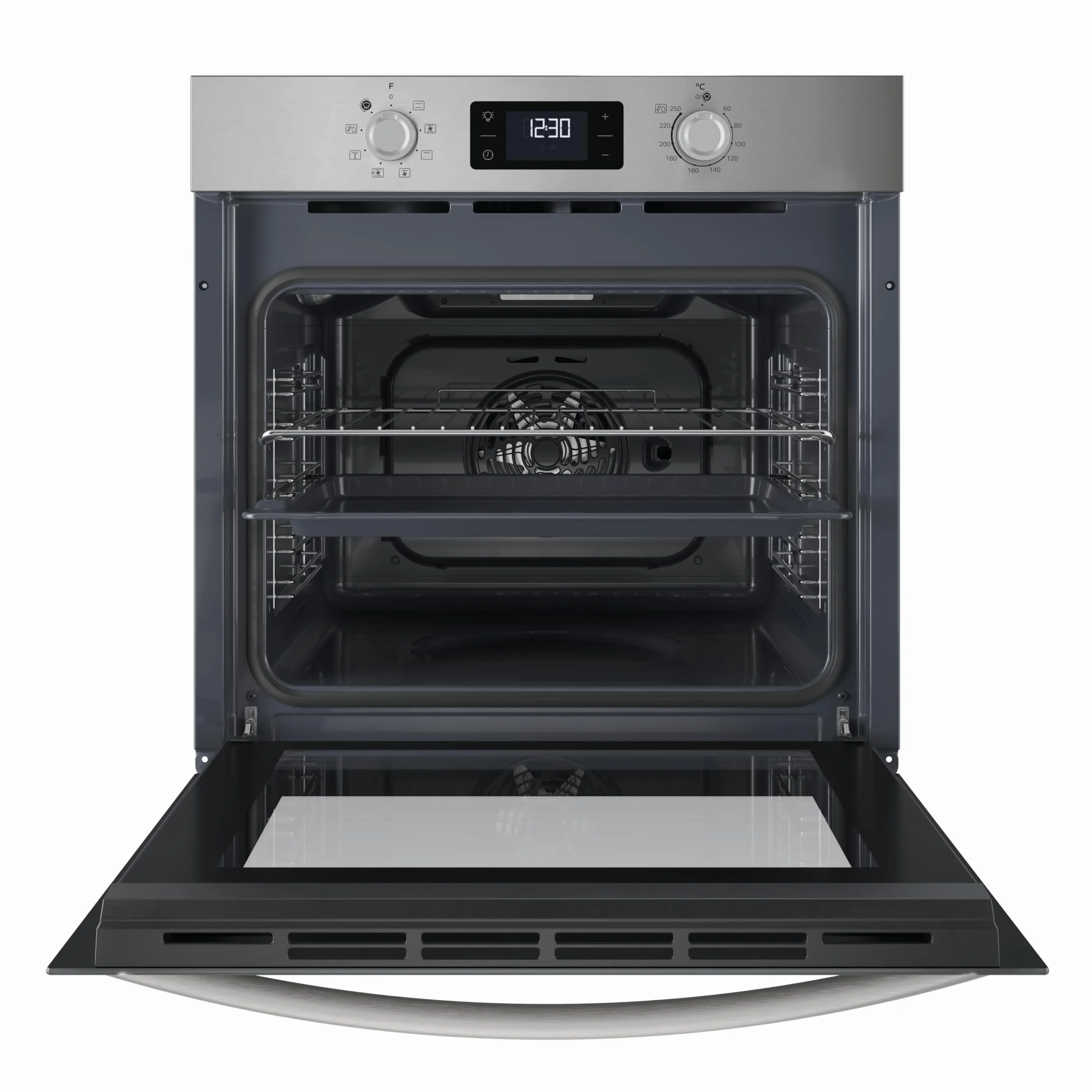 Indesit IO 255H X - Forno Multifunzione Da Incasso, Elettrico, Ventilato 71L, Acciaio Inox, Classe A. Turn And Go, Click And Go, Grill Integrale Reclinabile, Pulizia Vapore. 59,5 x 59,5 x 55,1cm