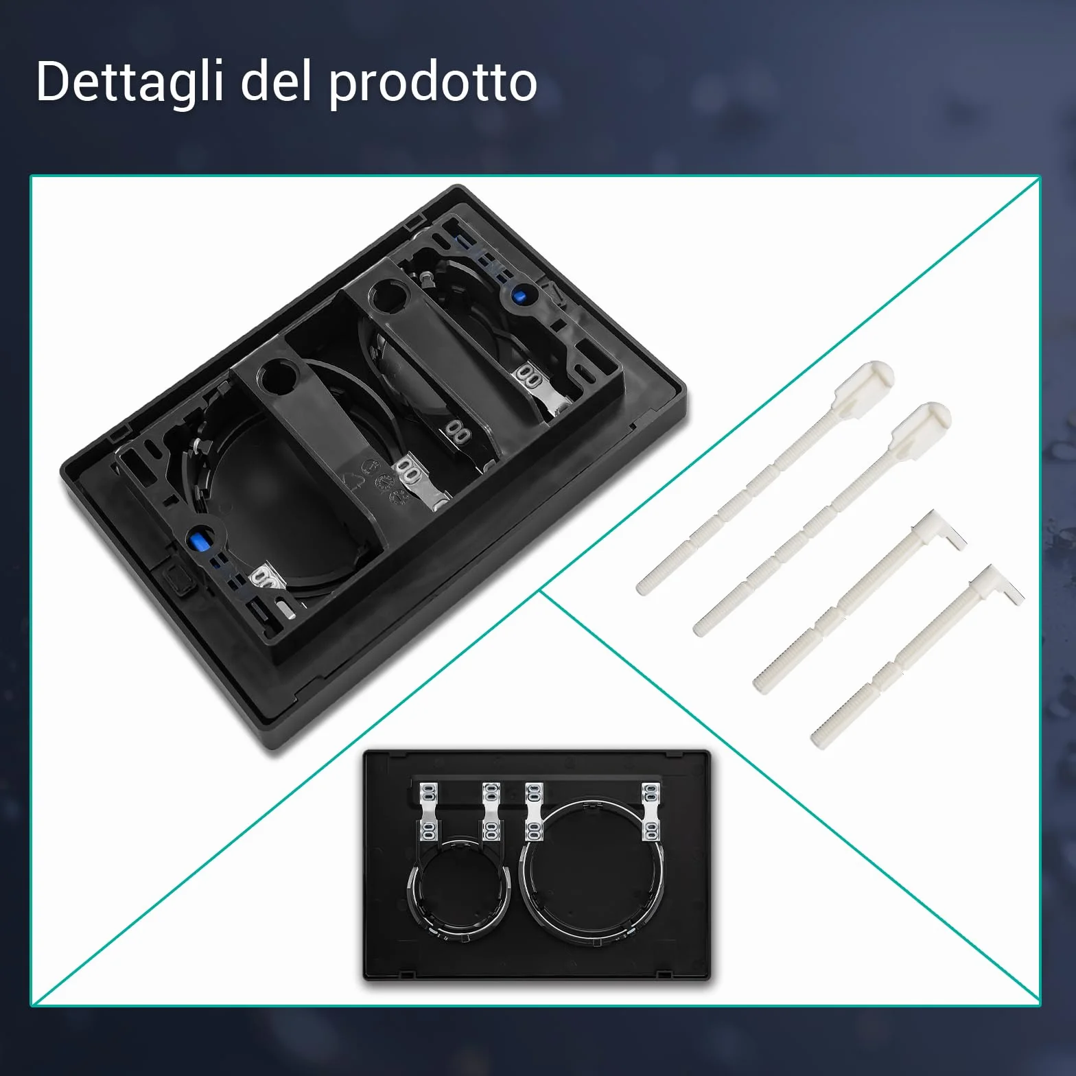 Empyreal Piastra di Ricambio per Pannello Frontale Cassetta WC, Set Aste Scarico e Telaio Fissaggio, Per Geberit Sigma 20 Serie 115.882, Doppio Scarico, Nero