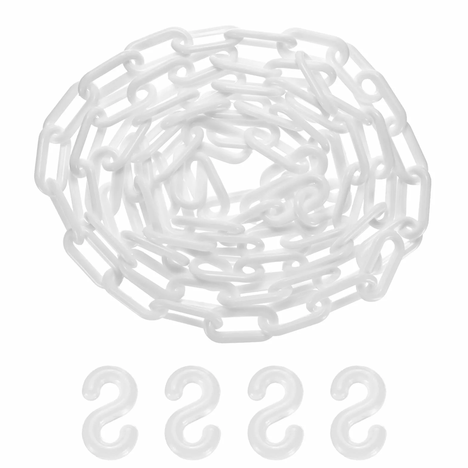 M METERXITY Catena Di Barriere In Plastica, Lunghezza 10 Piedi Catena Di Sicurezza Impermeabile Bianca Con Fibbia A Forma Di S Per Controllo Folla/Ascensore