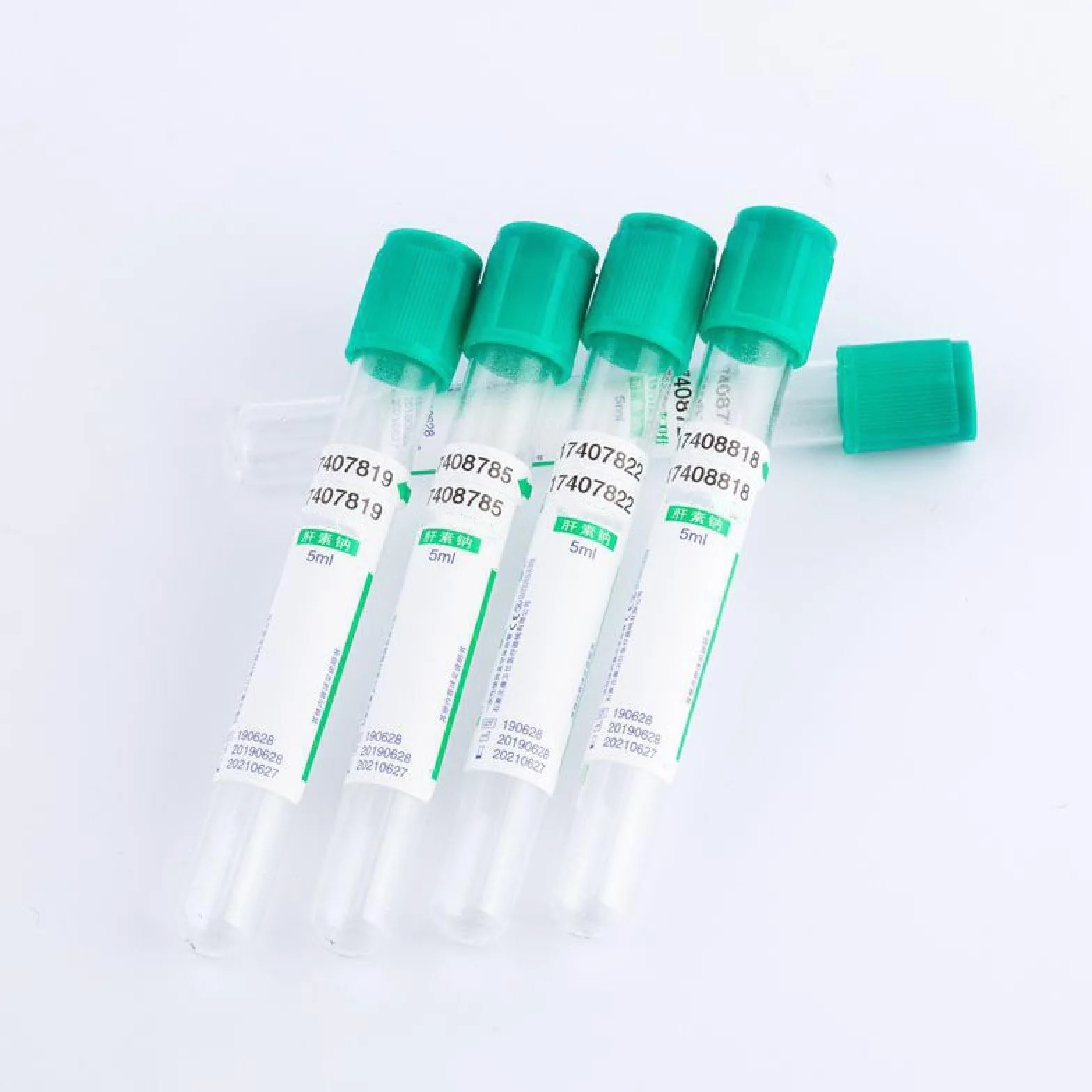 Provette for prelievo di sangue sottovuoto, provette in vetro con eparina al litio da 3 ml/5 ml con tappo a vite verde, for laboratori e unità di ricerca scientifica, 100 pezzi(5ml)