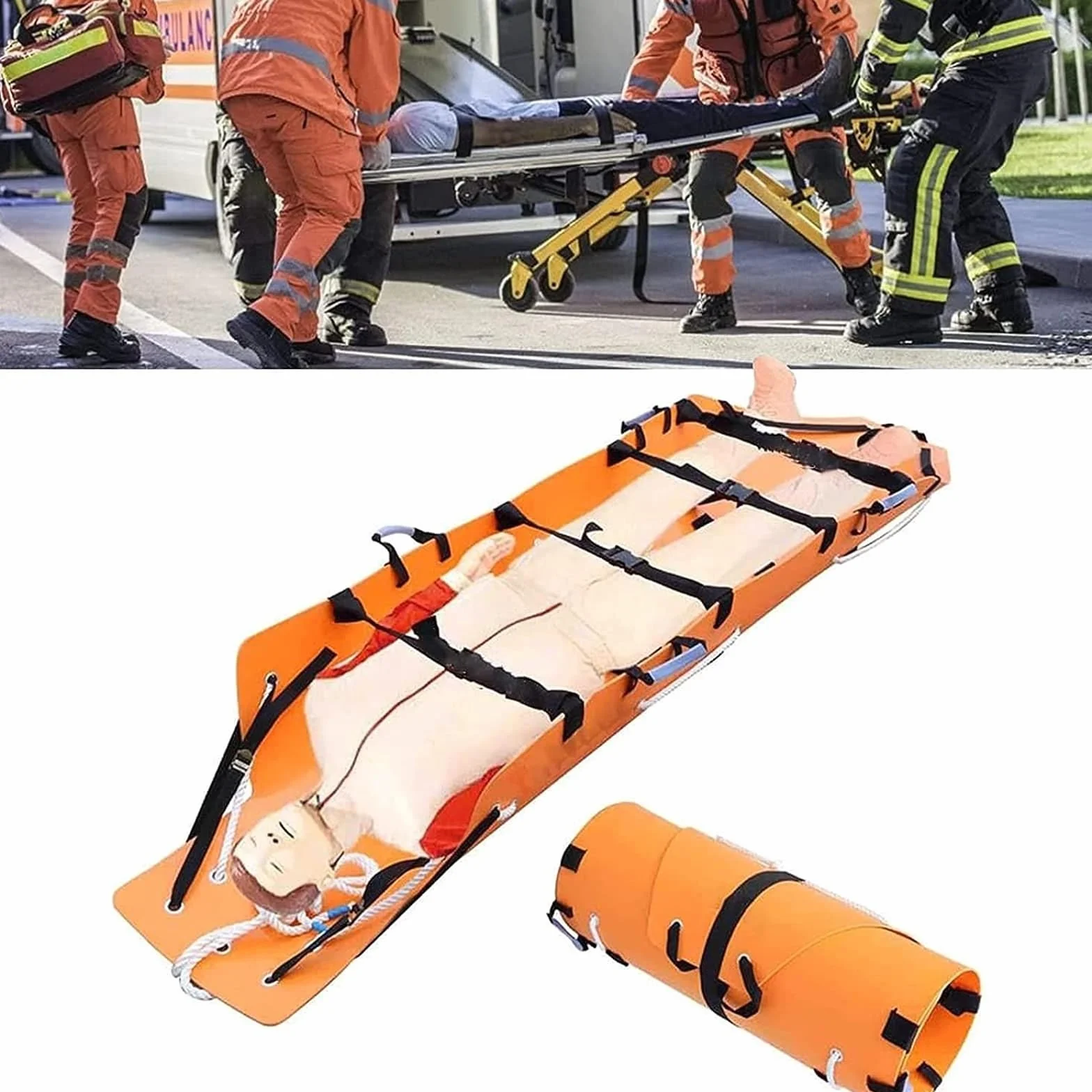 Barella pieghevole portatile, Barella medica portatile di emergenza, Barella portatile, Barella pieghevole di emergenza medica Barella posteriore di salvataggio di emergenza portatile, for vigili del