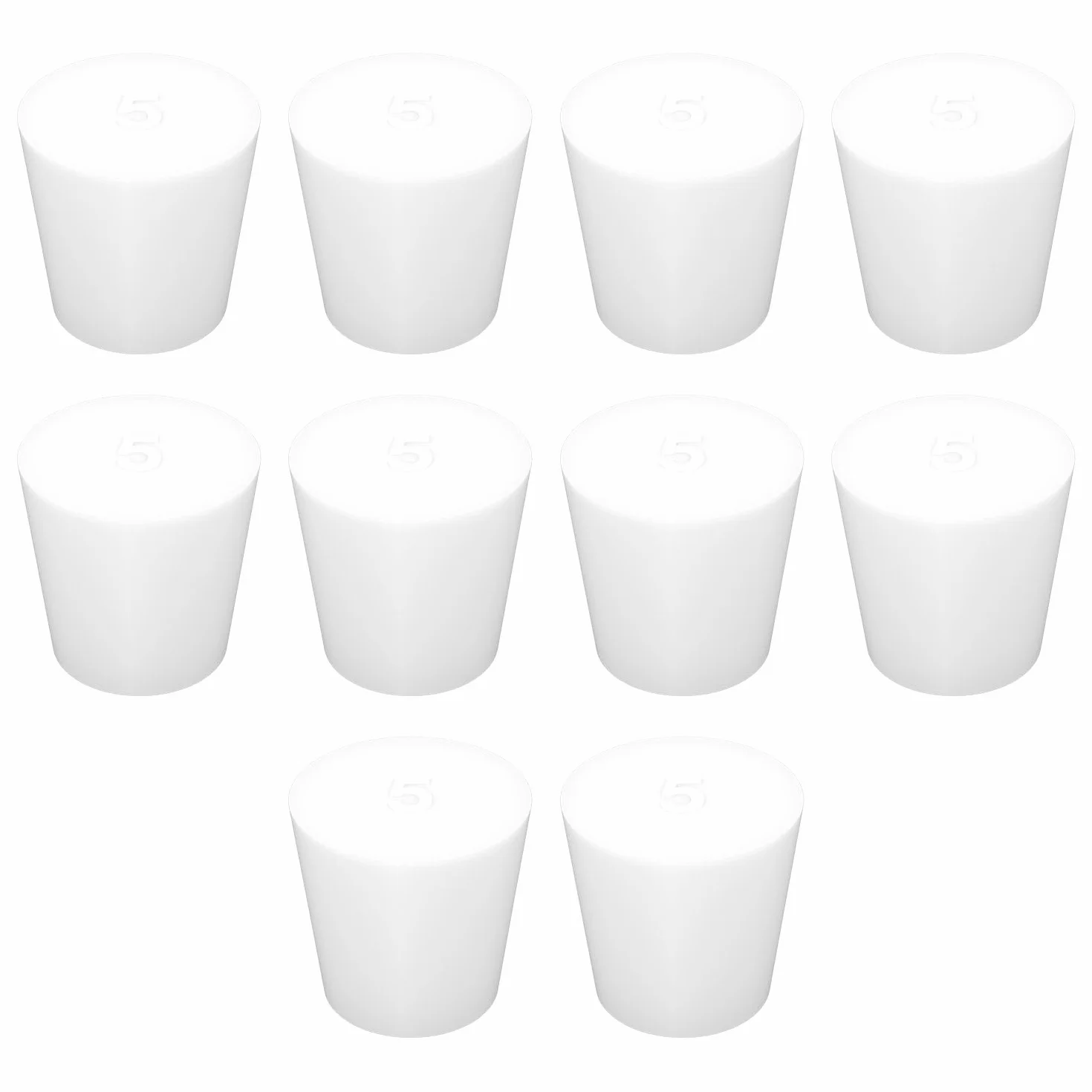 Labasics Tappi in Silicone Solido #5 Conici Bianchi per Laboratorio 2,1 cm 2,8 cm 3,1 cm