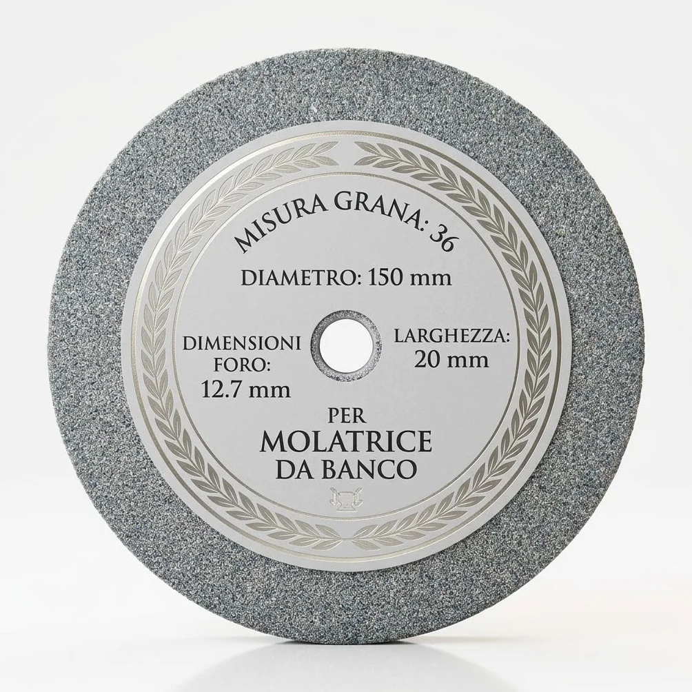 Mola Banco 150mm G36 Carburo Silicio Foro 12,7mm - Rettifica Metalli Non Ferrosi Ceramica Vetro Alta Precisione Bassa Vibrazione Lunga Durata