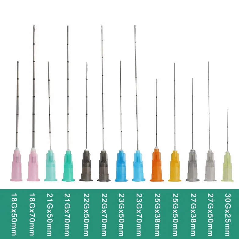 Cannula smussata Viso e corpo Punta smussata Micro cannula Ago, 20 pezzi (25G 50mm)