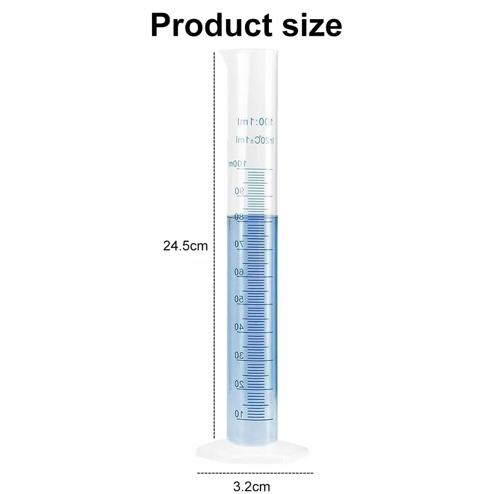 Set di 2 Cilindri Graduati in Plastica,Cilindro Graduato,Cilindri graduati in plastica,Cilindri Graduati Trasparenti,per La Graduazione del Liquido,Laboratorio, Chimica,100 ml