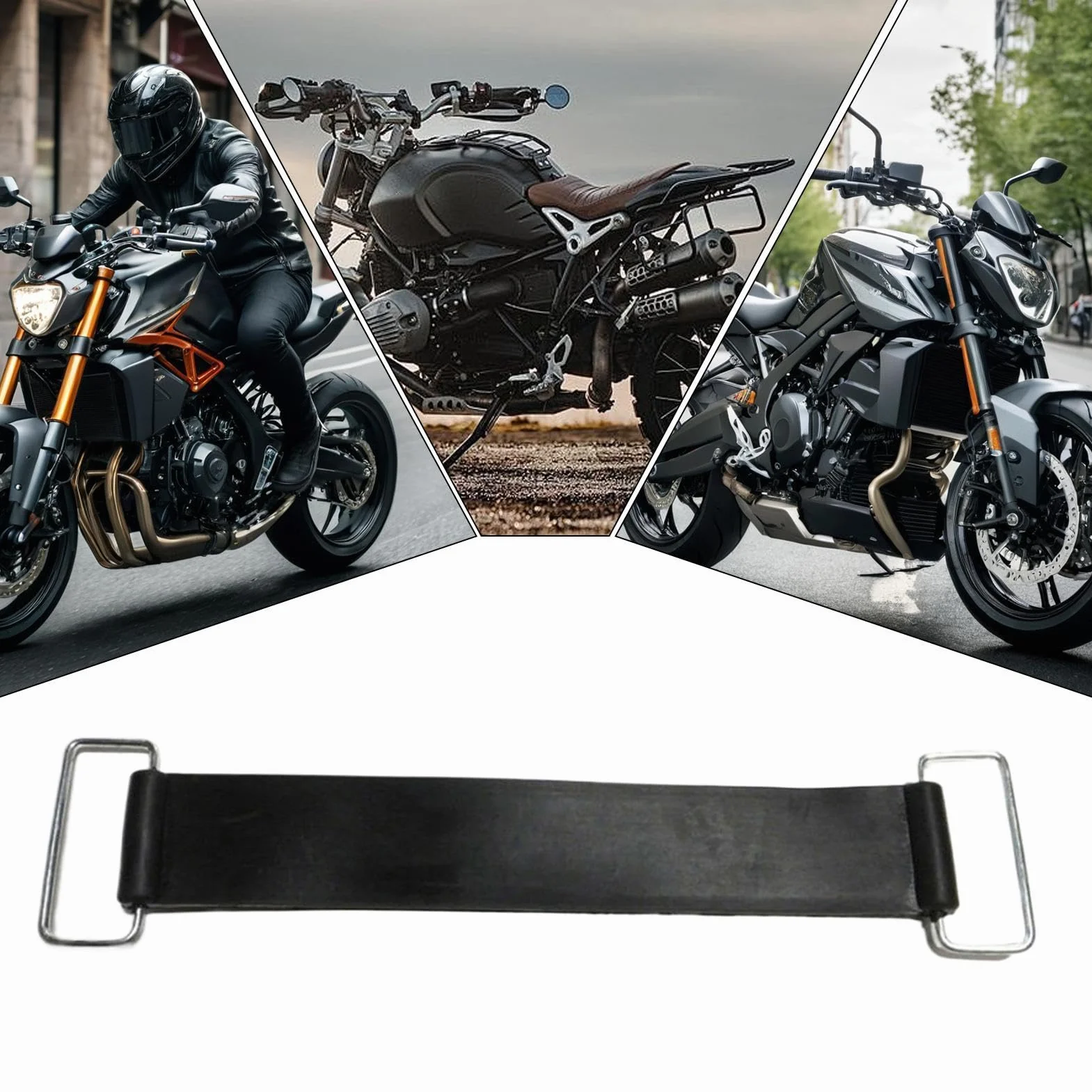 Cinghia di fissaggio per batteria moto, cinturino in gomma resistente, supporto batteria elastico
