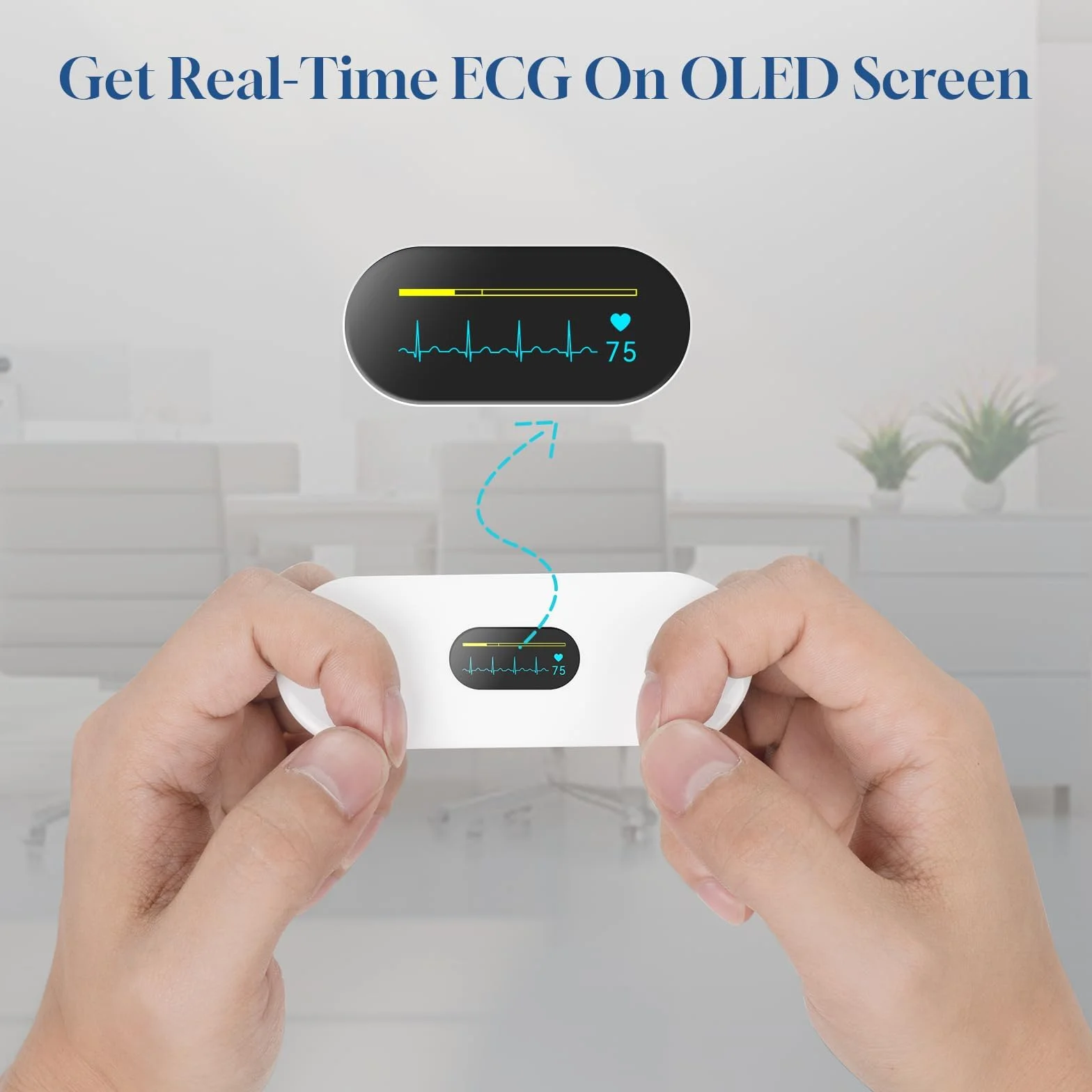 CheckMe ER2-S EKG per casa, dispositivo EKG portatile con fascia toracica precisa (registrazione da 30 secondi a 15 minuti), visualizzazione in tempo reale tramite app, spazio di archiviazione illimit
