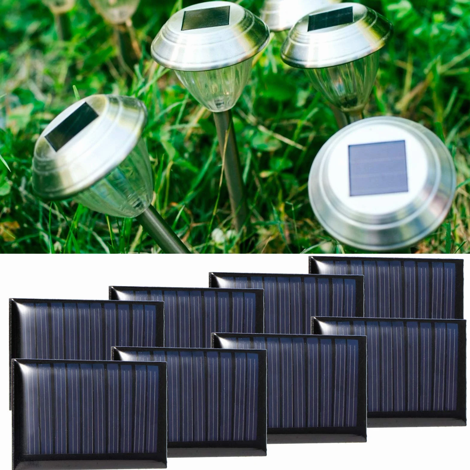 Mini pannello solare, 8PCS 30MA 5V Mini celle solari Pannelli FAI DA TE Solare epossidica Piastra Giocattolo elettrico Materiali Celle fotovoltaiche Caricabatterie