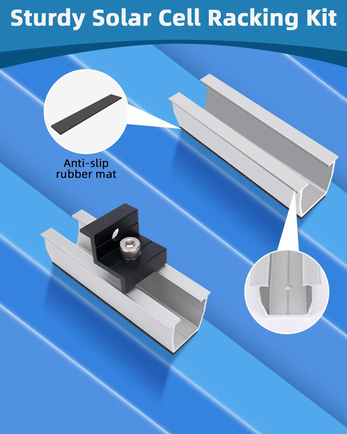 Kit di supporto solare per tetto in metallo 12cm,fissaggio pannelli fotovoltaici (30 – 35 mm) staffe a l per pannelli solari,Kit Staffe Fotovoltaico,Piastra per Tetto Piatto,per Camper Solare