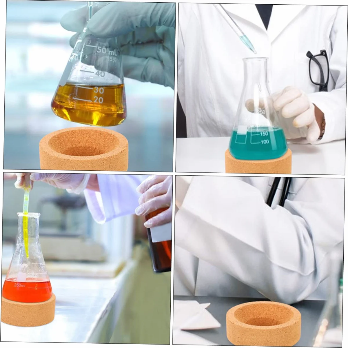 Ciieeo porta fiaschetta in sughero tappetino in sughero per fiasco supporto per fiaschetta di sughero In piedi laboratorio supporto con morsetti supporti per fiaschi