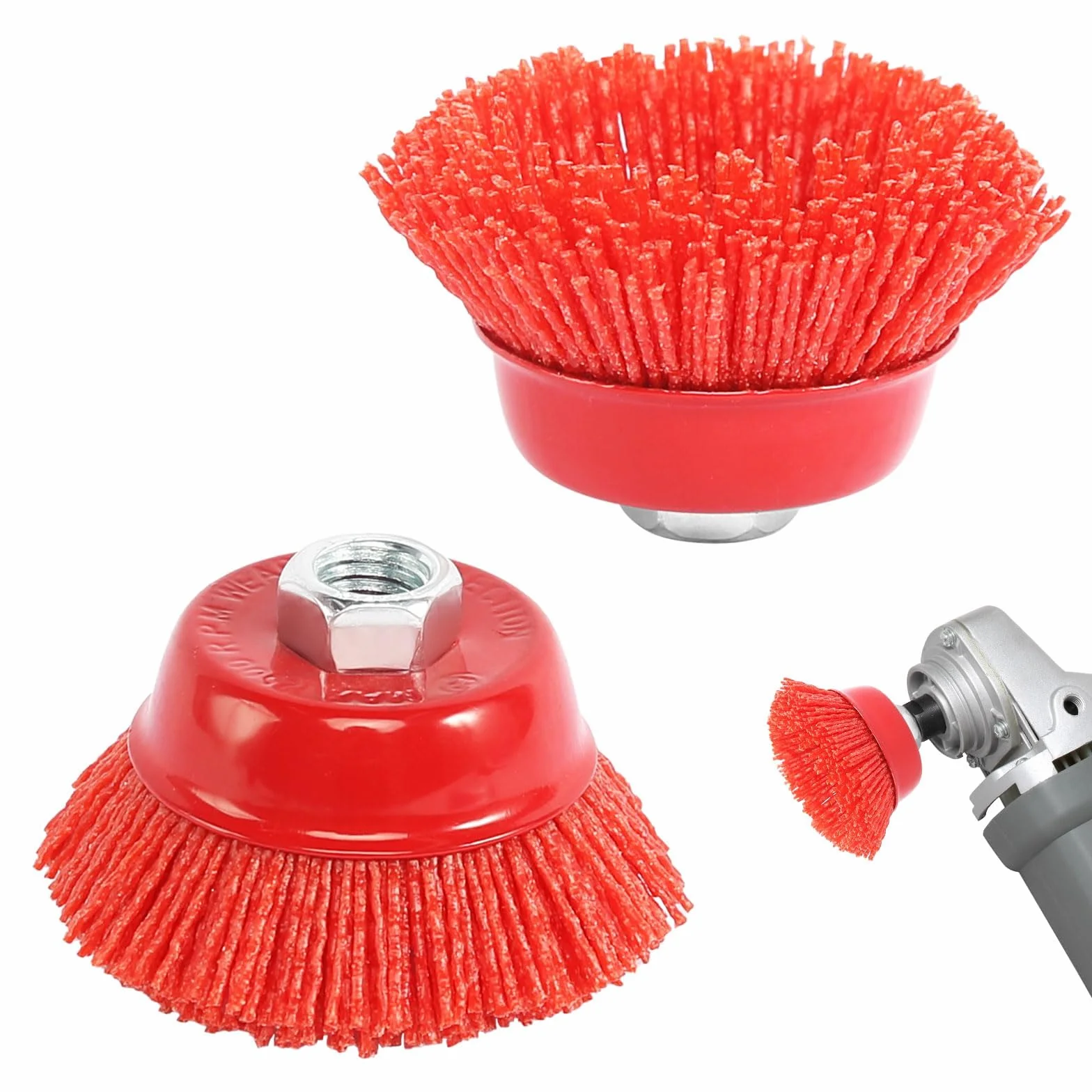 2 spazzole per smerigliatrice angolare M14 in nylon, diametro 75 mm, spazzola in nylon, per sbavatura, rimozione di ruggine e vernice