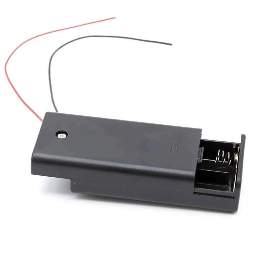 Cablepelado - Portabatterie per 2 batterie LR6 AA con interruttore, nero
