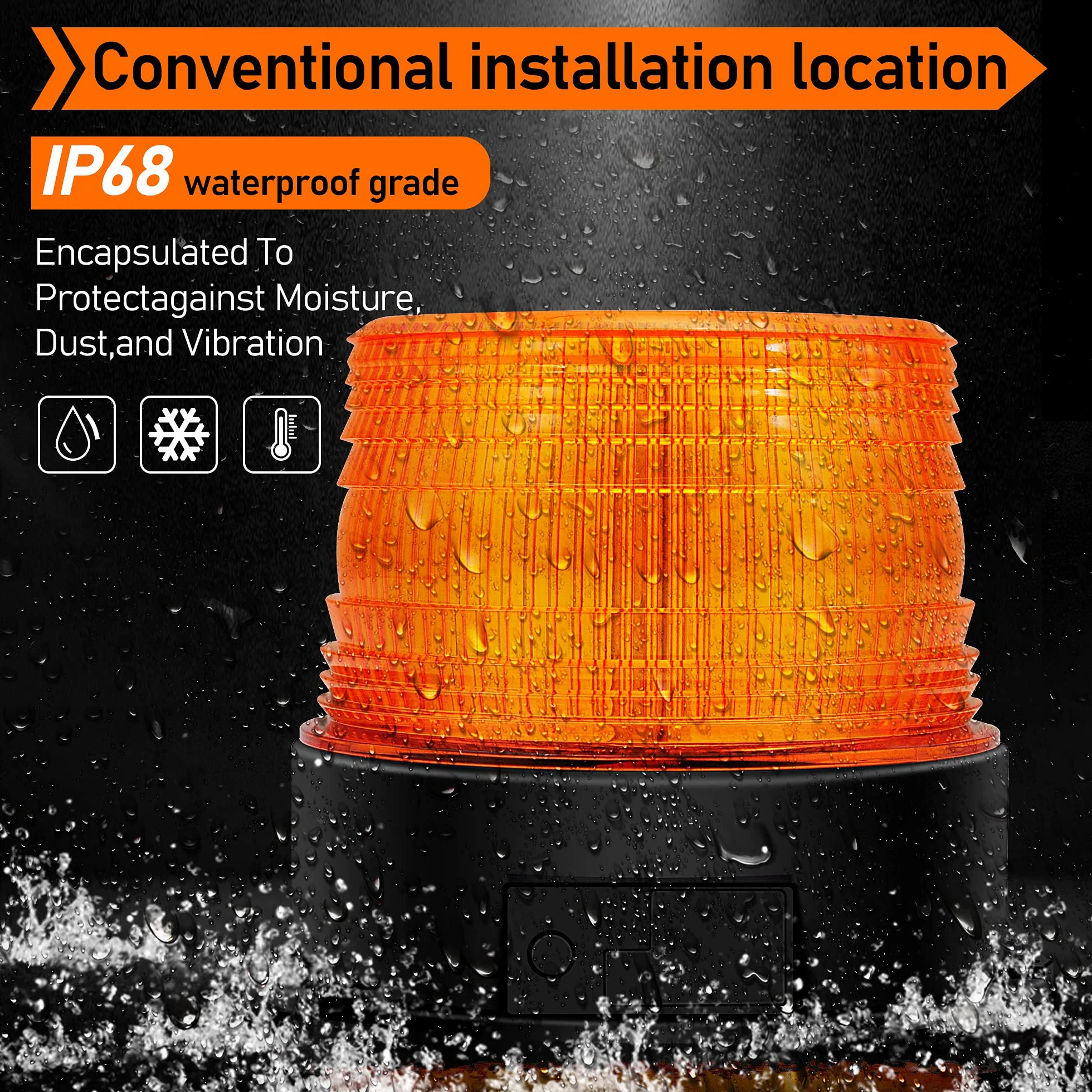 Dinfu Luce di avvertimento a LED senza fili 12 V Strobe Beacon Luci lampeggianti ricaricabili di emergenza ambra luci per auto camion con magnetico