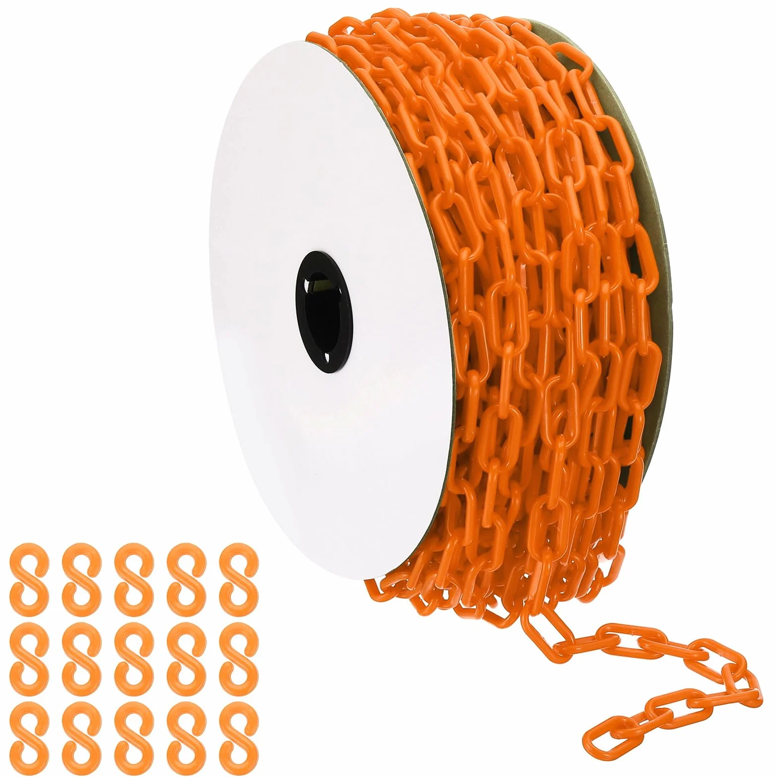 PATIKIL Catena In Plastica Arancione, 35 M 6mm Barriera Di Sicurezza Catena Grande In Plastica Lunga Per Controllo Folla, Coda, Parcheggio, Recinzione, Cancello, Concerto