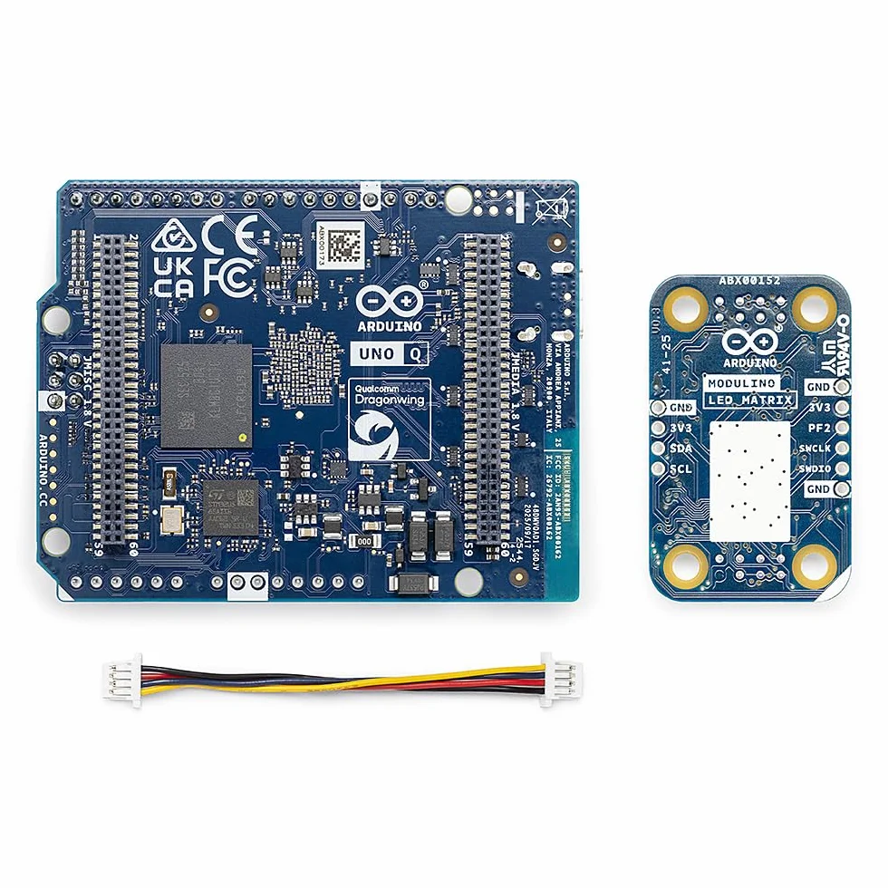 Arduino UNO Q 4GB + Modulino LED Matrix - Bundle Plug-and-Play Qwiic LED Matrix per IA, IoT, Robotica e Prototipazione