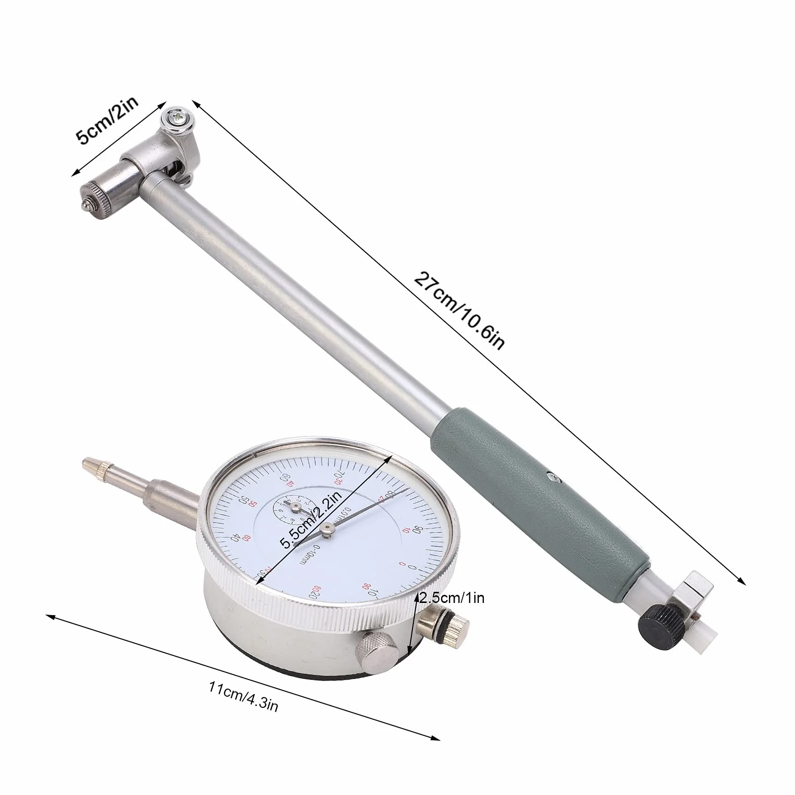 Cilindro Alesametro a quadrante, indicatore Micrometro Motore di misurazione dell'alesaggio interno del cilindro, Alesametro a quadrante 50-160MM Indicatore di diametro Kit di strumenti per cilindro d