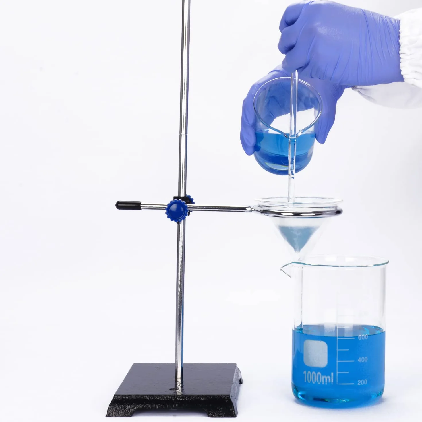 Labasics Set di Stativi e Morsetti da Laboratorio, Supporto con Asta 56,9 cm, Morsetto per Burette a 4 Punte, Anello per Storta e 2 Teste di Boss