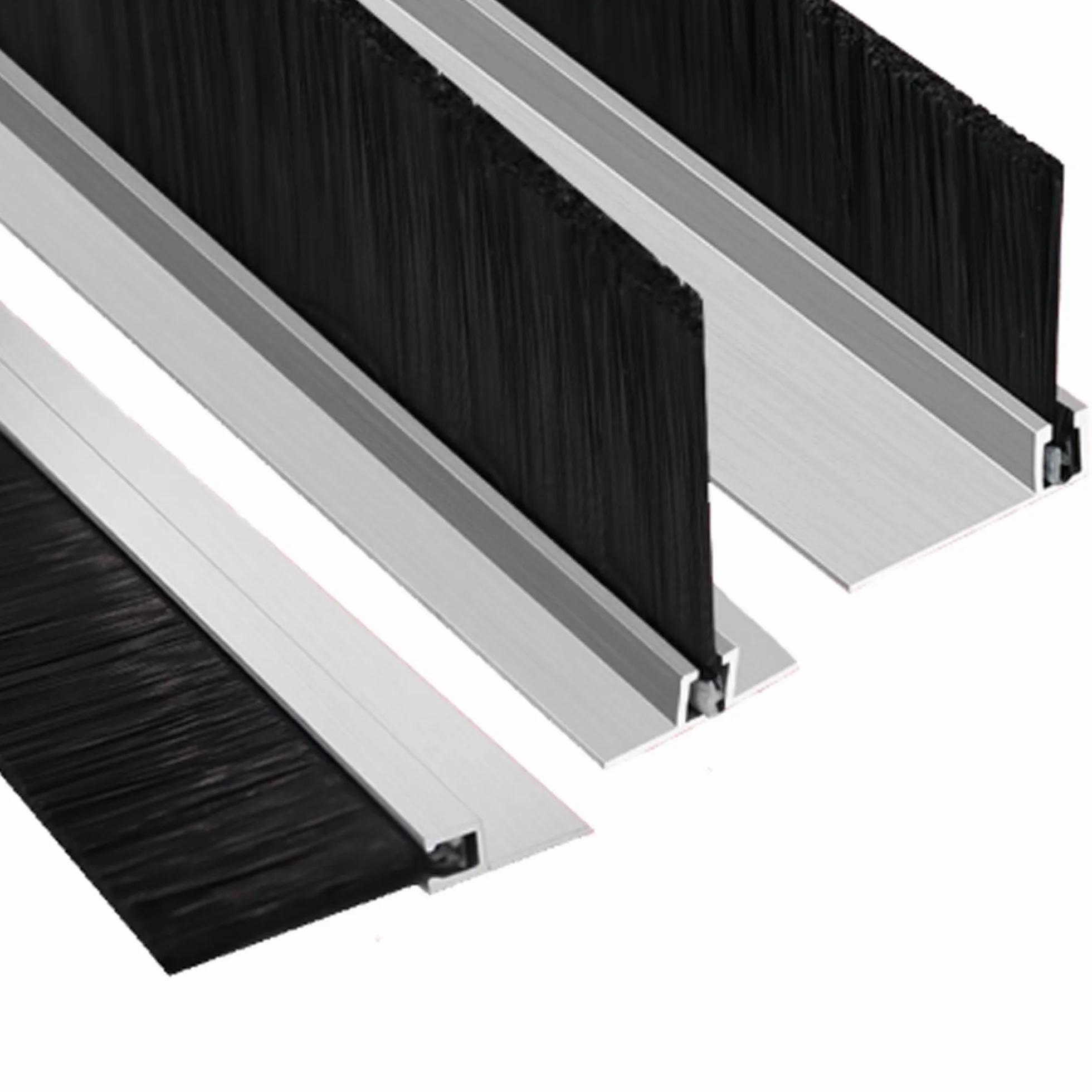 Spazzola a strisce in lega di alluminio, spazzola antipolvere industriale, striscia antipolvere for armadietti for macchine utensili, guarnizione inferiore della porta(H,65mm/2.56in)