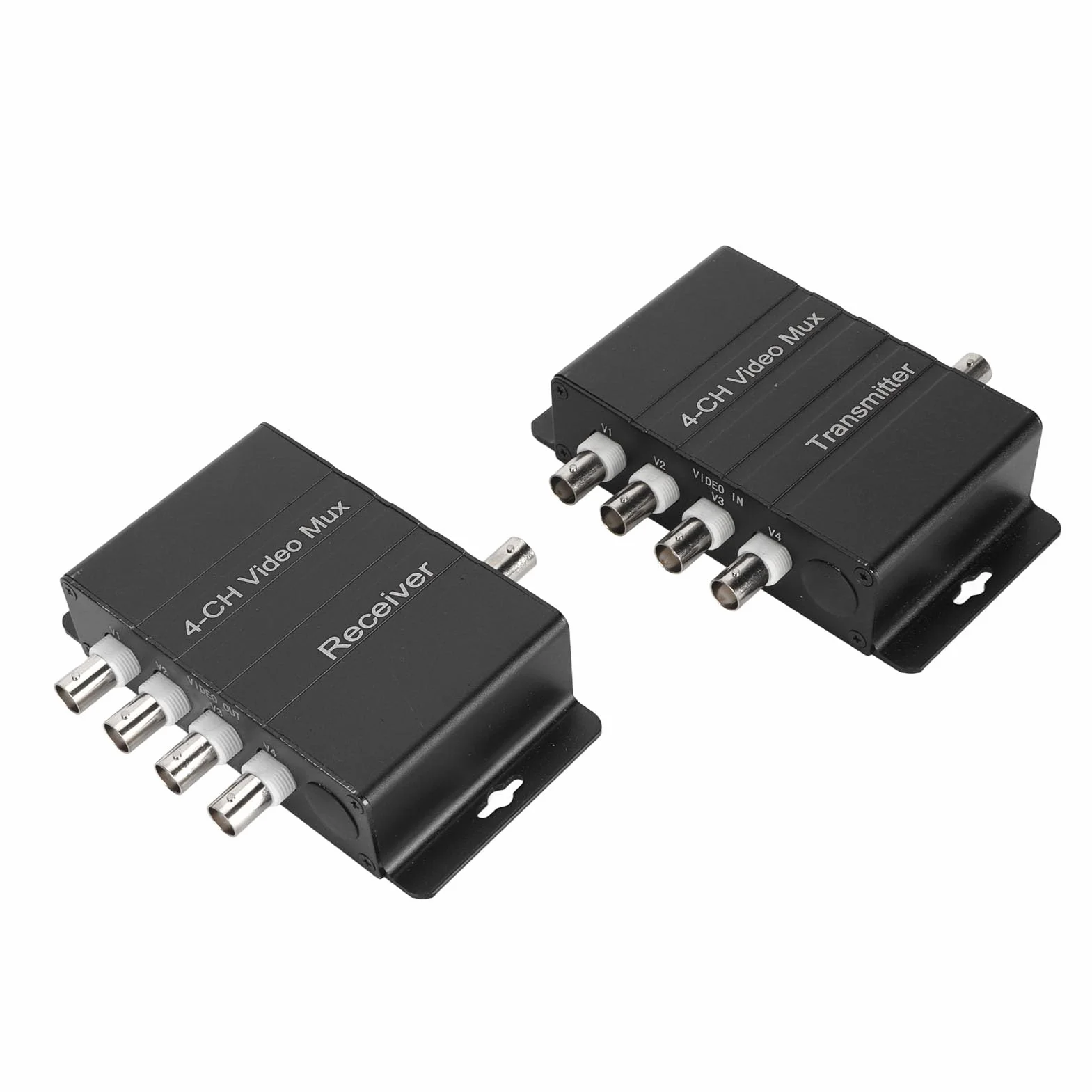 Multiplexer Video a 4 Canali, Resistente Alle Interferenze, Plug and Play, Trasmettitore e Ricevitore Multiplexer da 4 Video HD a Cavo Coassiale (400M)