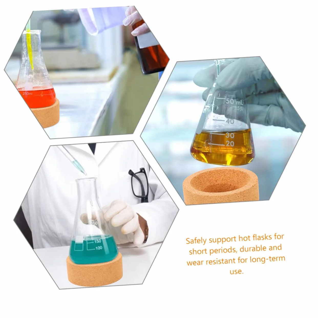 Ciieeo porta fiaschetta in sughero tappetino in sughero per fiasco supporto per fiaschetta di sughero In piedi laboratorio supporto con morsetti supporti per fiaschi