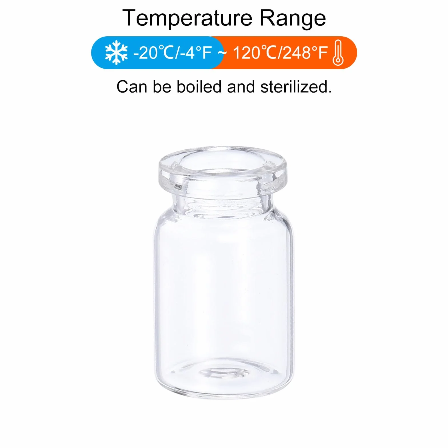 PATIKIL Fiale di Vetro 5ml 100pz Vuote Mini Trasparente con Tappi in Gomma per Iniezione Laboratorio