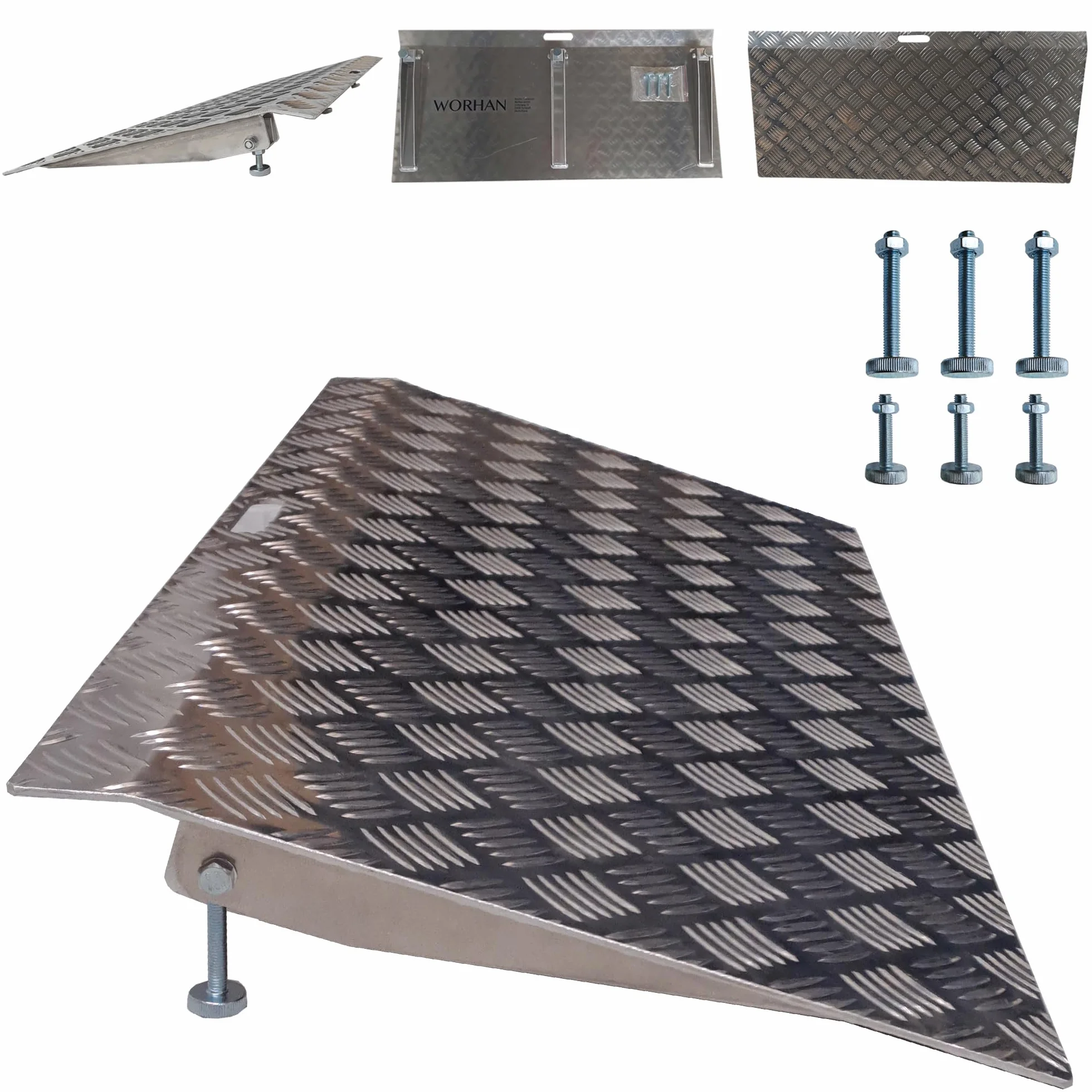 Rampa di Soglia Alluminio Anodizzato Rigida Piattaforma di Carico Altezza Regolabile Superficie Antiscivolo 1TR90