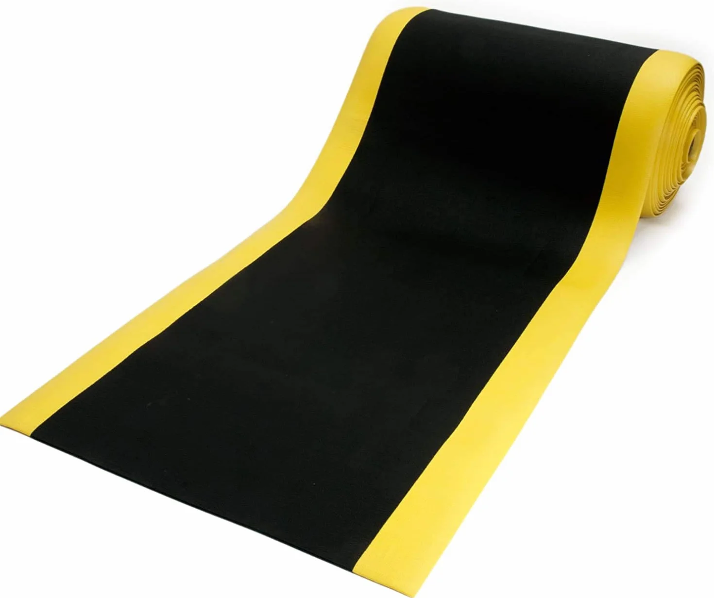 Tappetino anti-stanchezza, per postazioni di lavoro in piedi | Tappetino ergonomico per un maggiore comfort in piedi e corsa | antiscivolo e durevole (90 x 200 cm, nero/giallo)