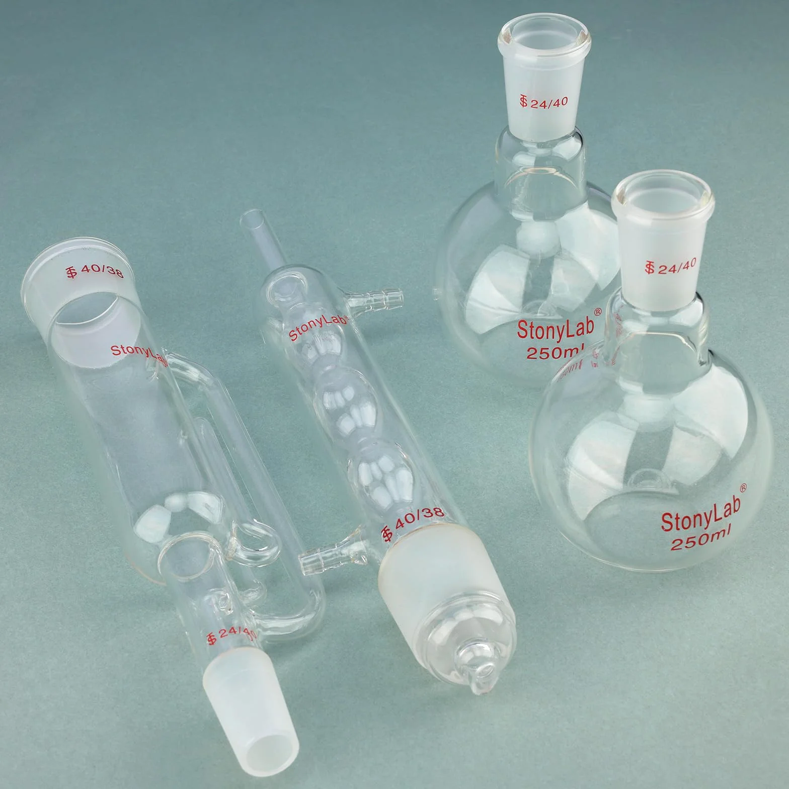 stonylab Soxhlet Extractor Borosilicate Glass 40/38 250 ml Allihn Condenser Flat Bottom Flask 24/40