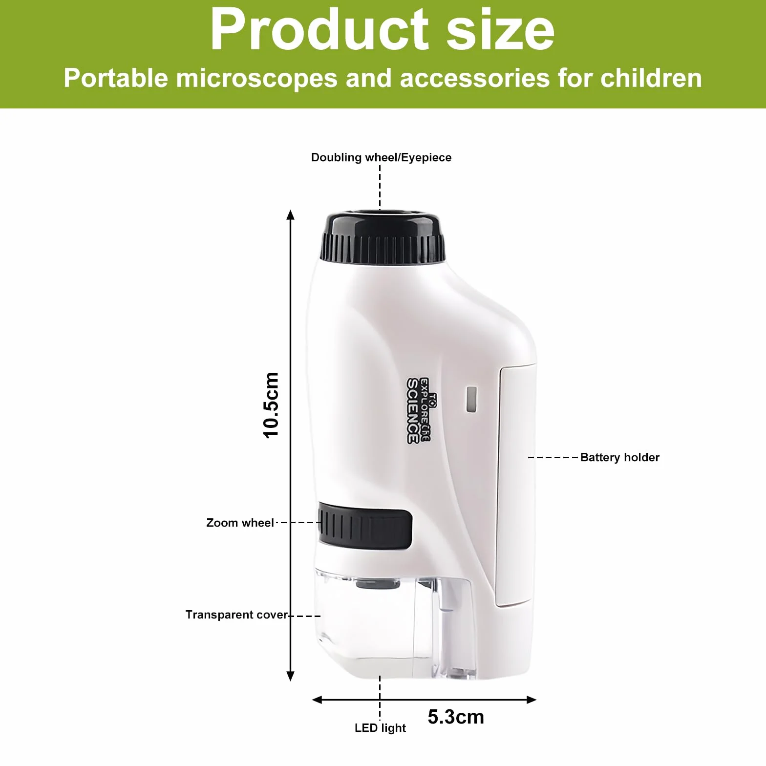 Microscopio Tascabile: Microscopio Tascabile per Bambini, Mini Microscopios Portatile con Luce LED 60X-120X per Bambini Studenti Adulti Laboratorio Domestico Scolastico
