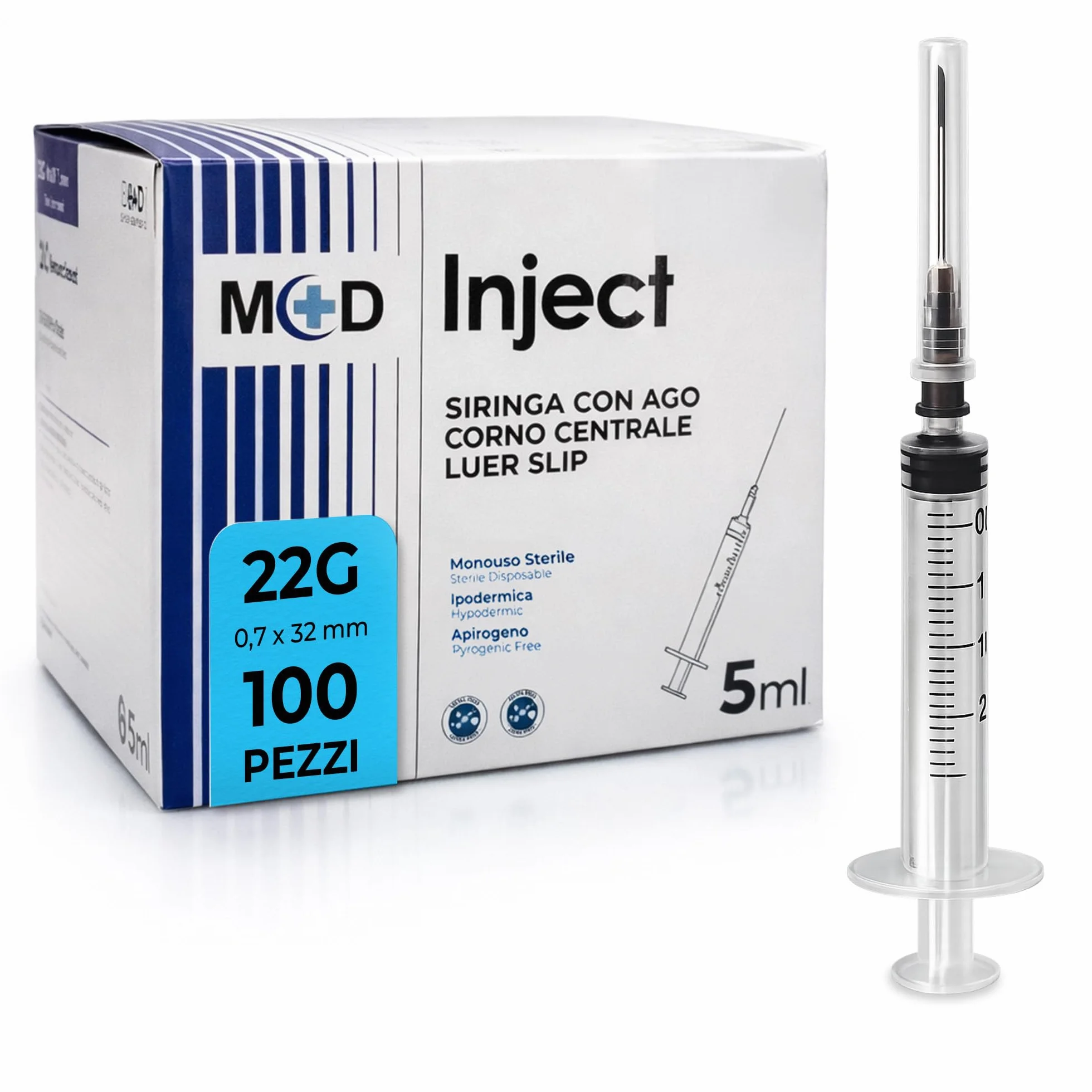 Siringhe con ago e tappo | 5ml - 100 pz | per dosaggio preciso di liquidi | Siringa graduata trasparente per uso tecnico e hobbistico