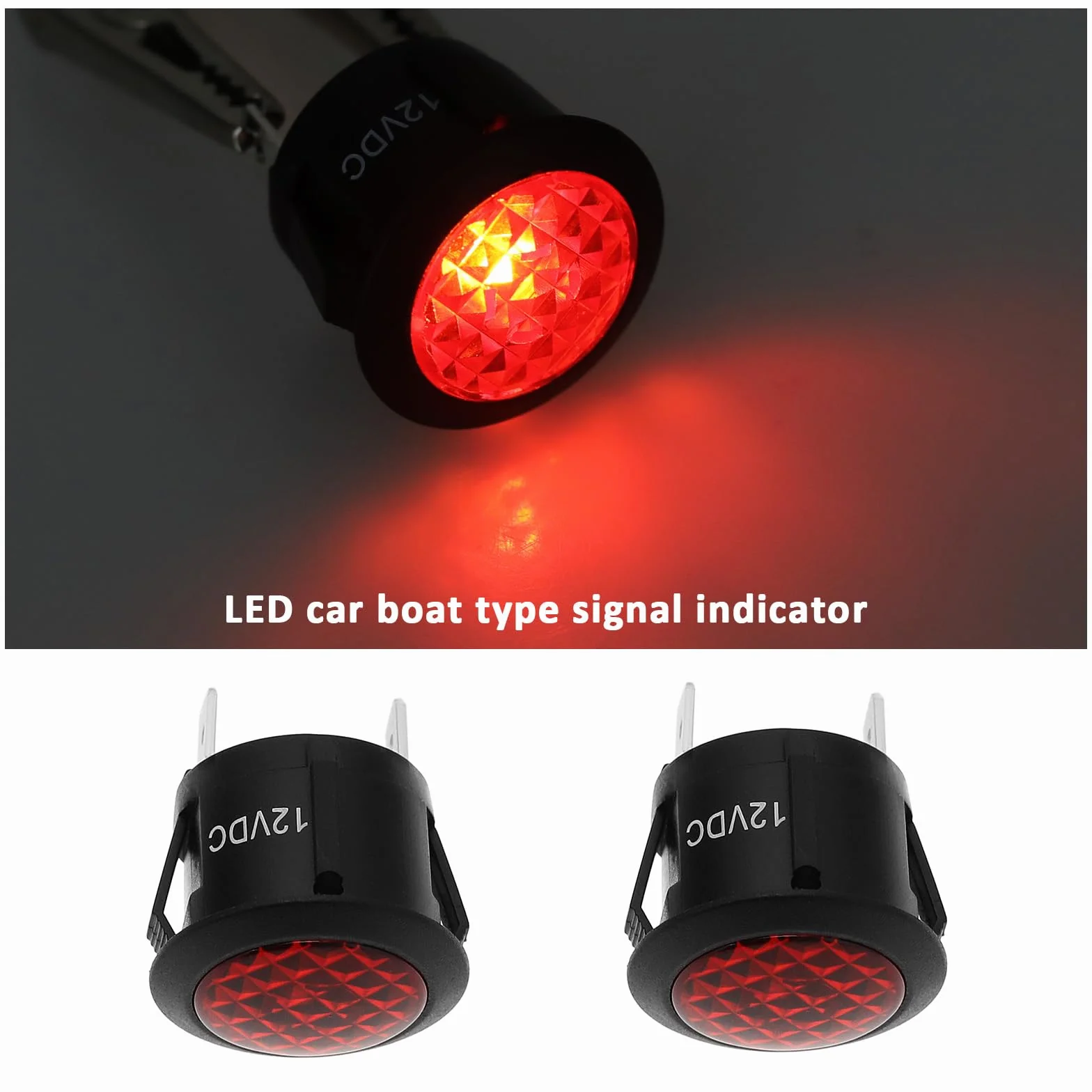 EMSea 4 pezzi Indicatore LED rosso DC 12V 20mm per montaggio su pannello auto