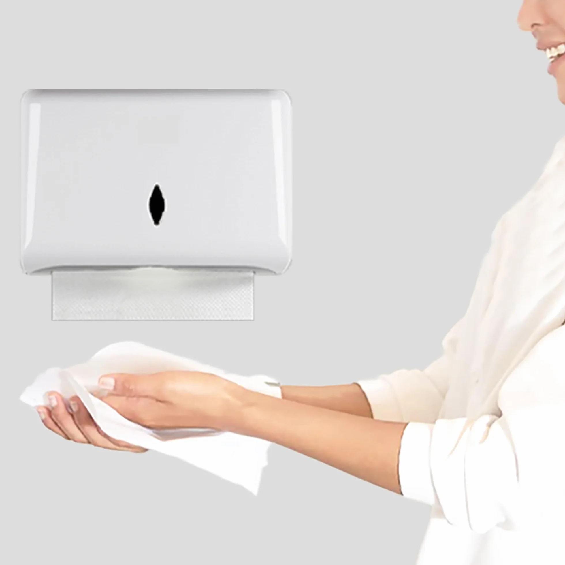 NICEME Dispenser Carta Asciugamani da Muro, Bianco, 200 Fogli, Tovaglioli Piegati a Z