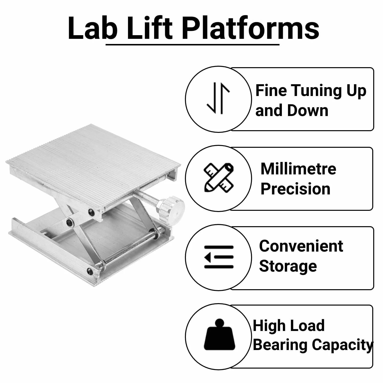 Piattaforma di Sollevamento Laboratorio Supporto Regolabile per Livello Universale per Strumenti di Misurazione, Lega di Alluminio, 90 * 90 Mm