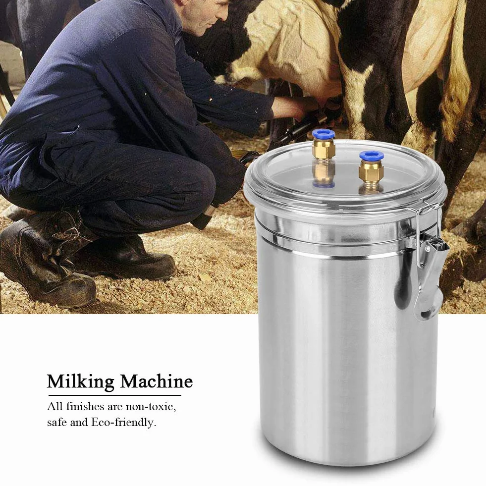 Mungitrice elettrica, mungitrice portatile del secchio della pompa del vuoto della macchina di mungitura della capra delle pecore della capra dell'impulso dell'acciaio inossidabile 2L (mucca)