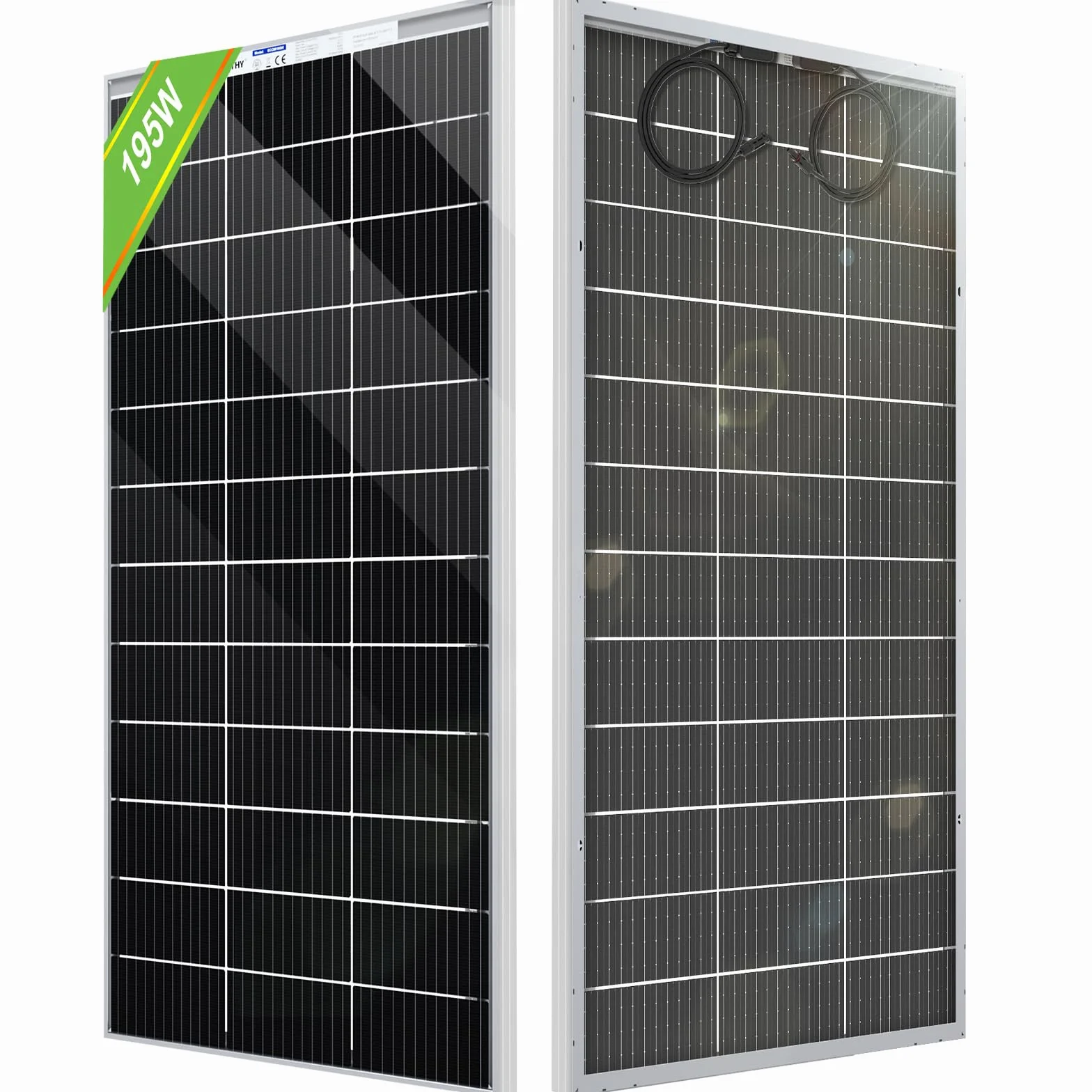 ECO-WORTHY Bifacciale Pannello Solare 195 Watt 12 Volt Monocristallino ad Alta Efficienza Modulo Fotovoltaico di Potenza per RV Marine Rooftop Farm Battery e Altre Applicazioni Off-Grid