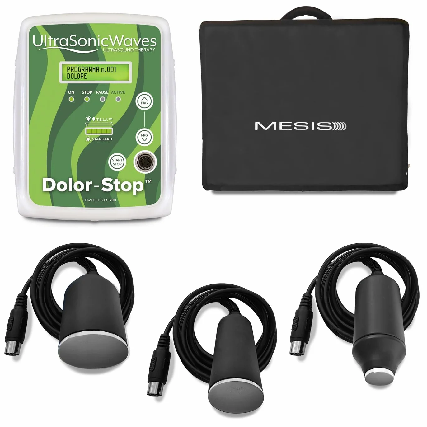 MESIS UltraSonicWaves DOLOR-STOP Ultrasuonoterapia | 157 programmi | Tecnologia T.E.L.I. | 1 Mhz -3 Mhz | Dolori Terapia Sport | Dotazione TERAPISTA