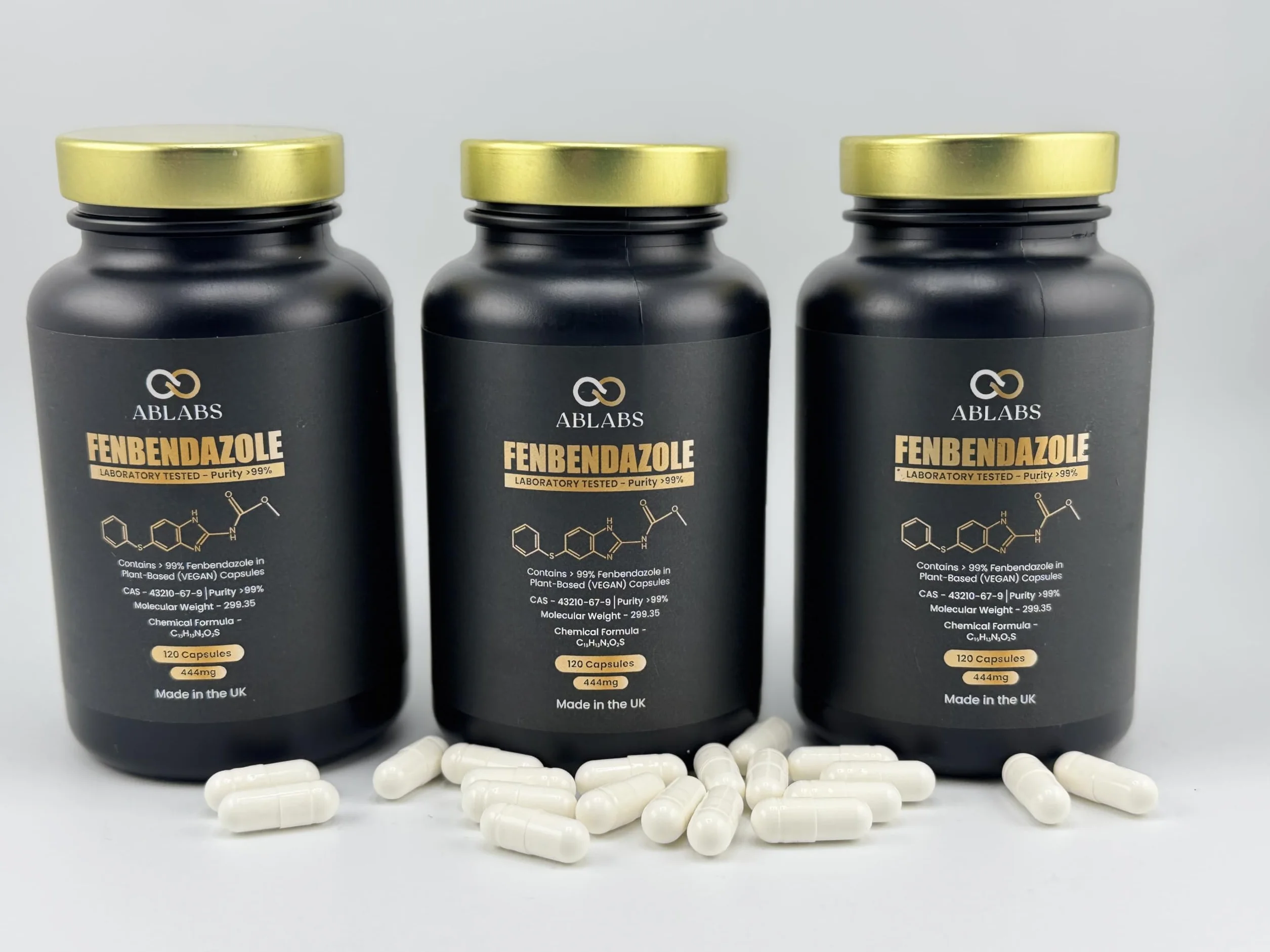 Fenbendazolo 444 mg, purezza > 99%, da Ablabs, continuamente testato, certificato di analisi (protocollo di qualità) incluso, 360 unità