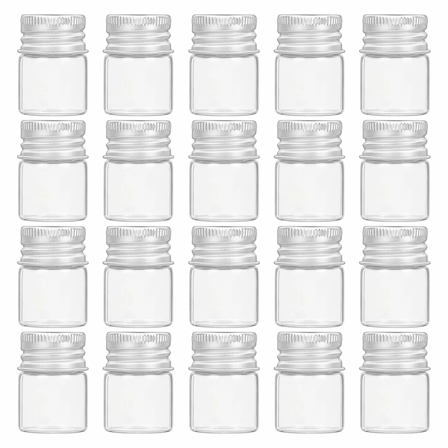 BENECREAT 20 pz Bottiglie di Vetro Sgillate da 5 ml con Tappo A Vite In Alluminio, Flacone Campione Liquido Trasparente per Flacone Messaggio, Bottiglia Dei Desideri