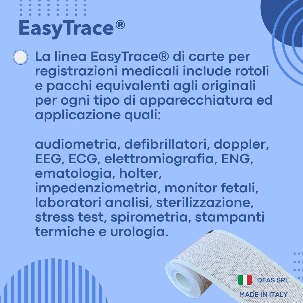 EasyTrace® Confezione 5 pezzi - PACCHI CARTA TERMICA PER ECG MAC 2000, MAC 5000, MAC 5500 HD [MA210280P] FORMATO PACCO: 210 MM X 280 MM X 300 FOGLI