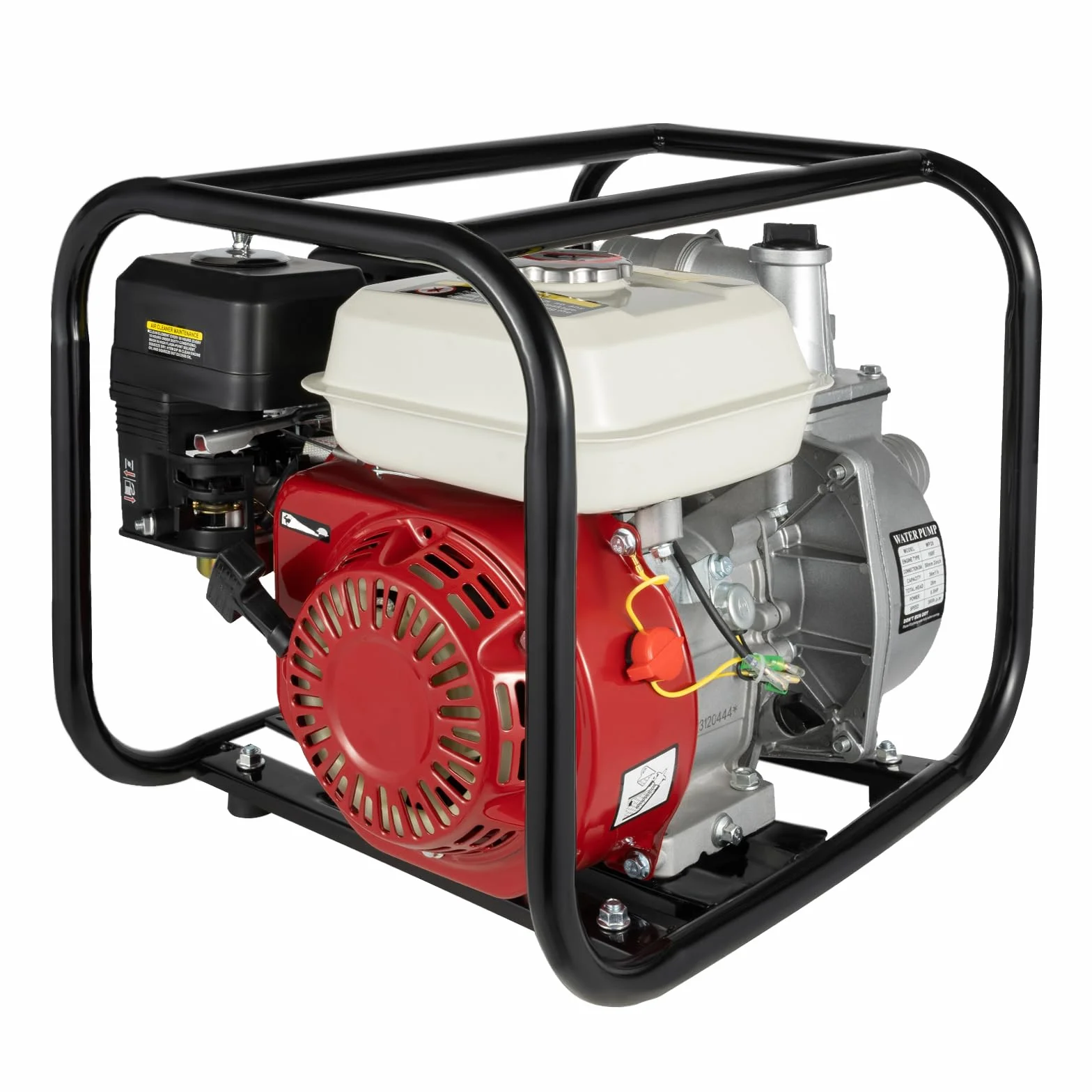 Pompa acqua benzina motore 4 tempi 6,5 CV 210 cc 36 m³/h portata 28 m altezza di aspirazione 7 m serbatoio 3,6 l attacco 2 pollici per irrigazione e drenaggio