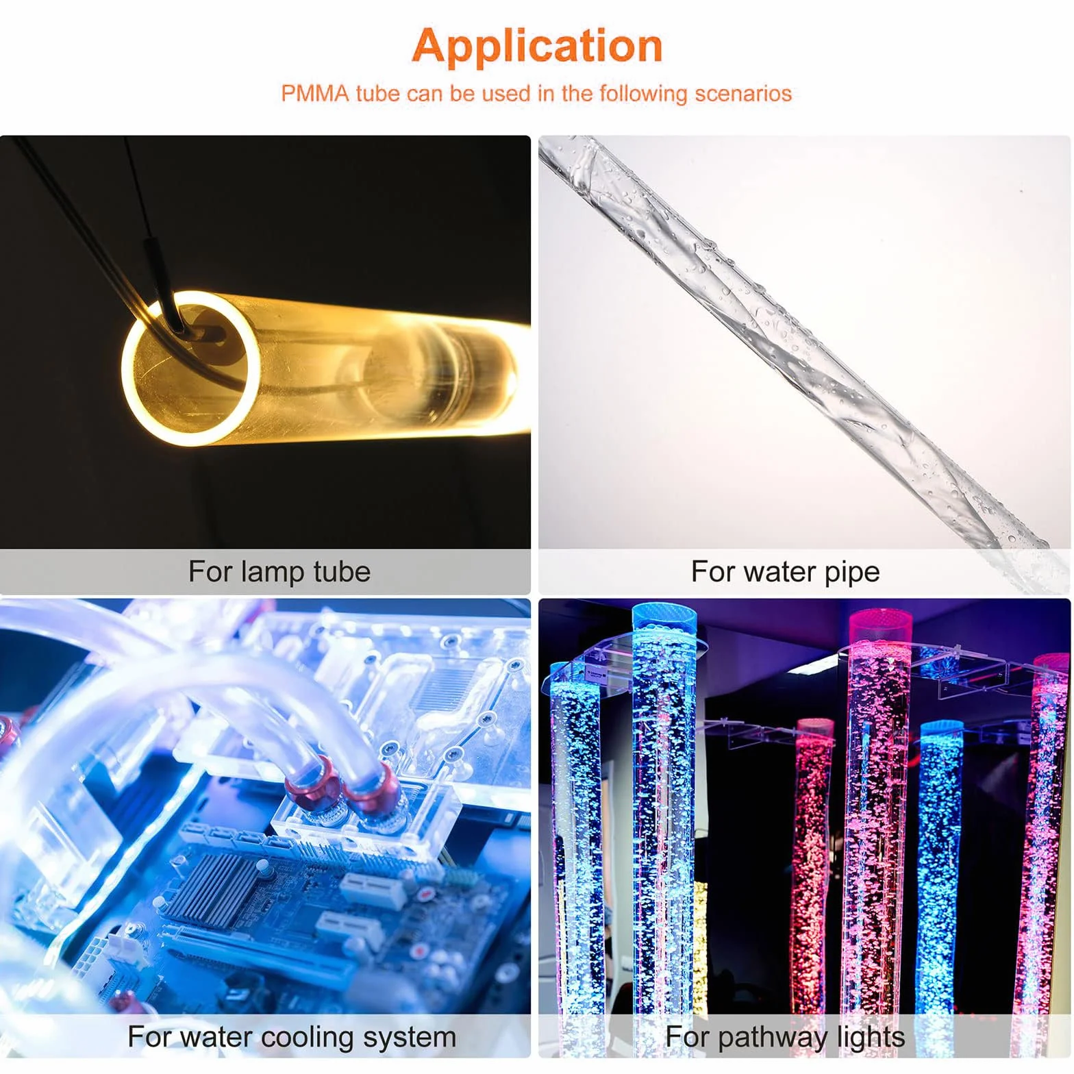 Unifizz Tubo rotondo rigido in plastica trasparente, diametro interno 76 mm, diametro esterno 80 mm, diametro esterno 100 mm, per illuminazione, modelli, idraulici, artigianato