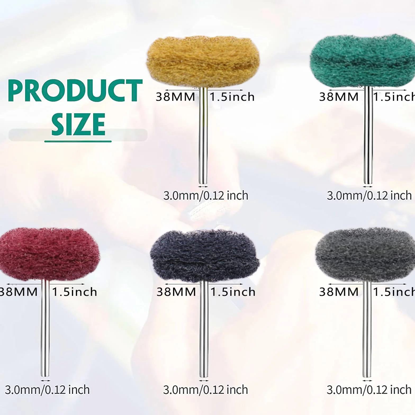 40 Pezzi Ruote di Lucidatura Abrasivo, 3 mm Ruote di Lucidatura Grana 80 150 240 400 600 per Utensili Rotanti Dremel Accessori 35mm di Diametro