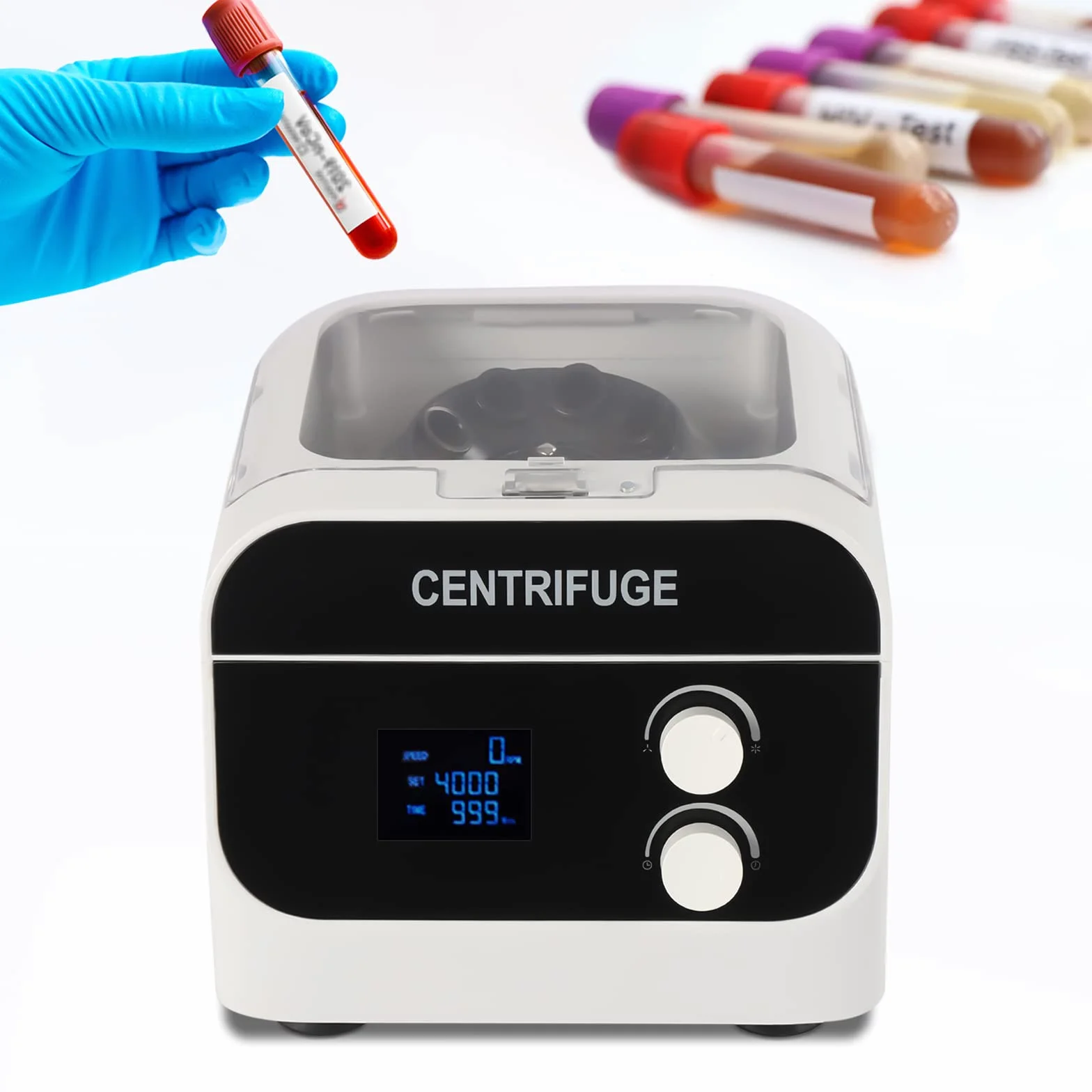 Centrifuga Laboratorio 8 x 20 ml, centrifuga da tavolo LCD 4000 giri/min, centrifughe da laboratorio display digitale