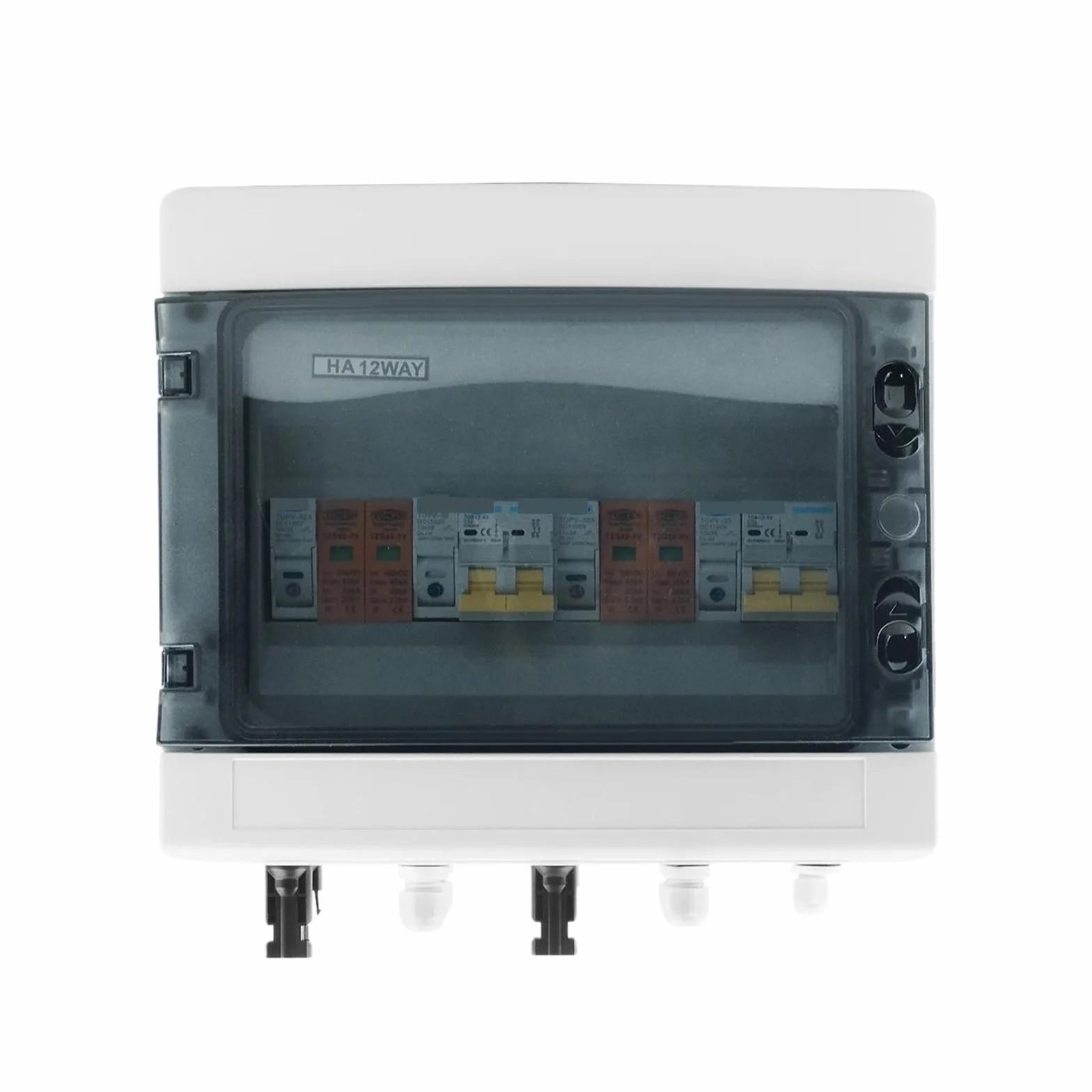 Scatola di conversione Solare Quadro combinatore fotovoltaico Solare con 2 ingressi 2 uscite DC 600V Fusibile MCB SPD Box IP65 12 Vie(25A DC MCB)