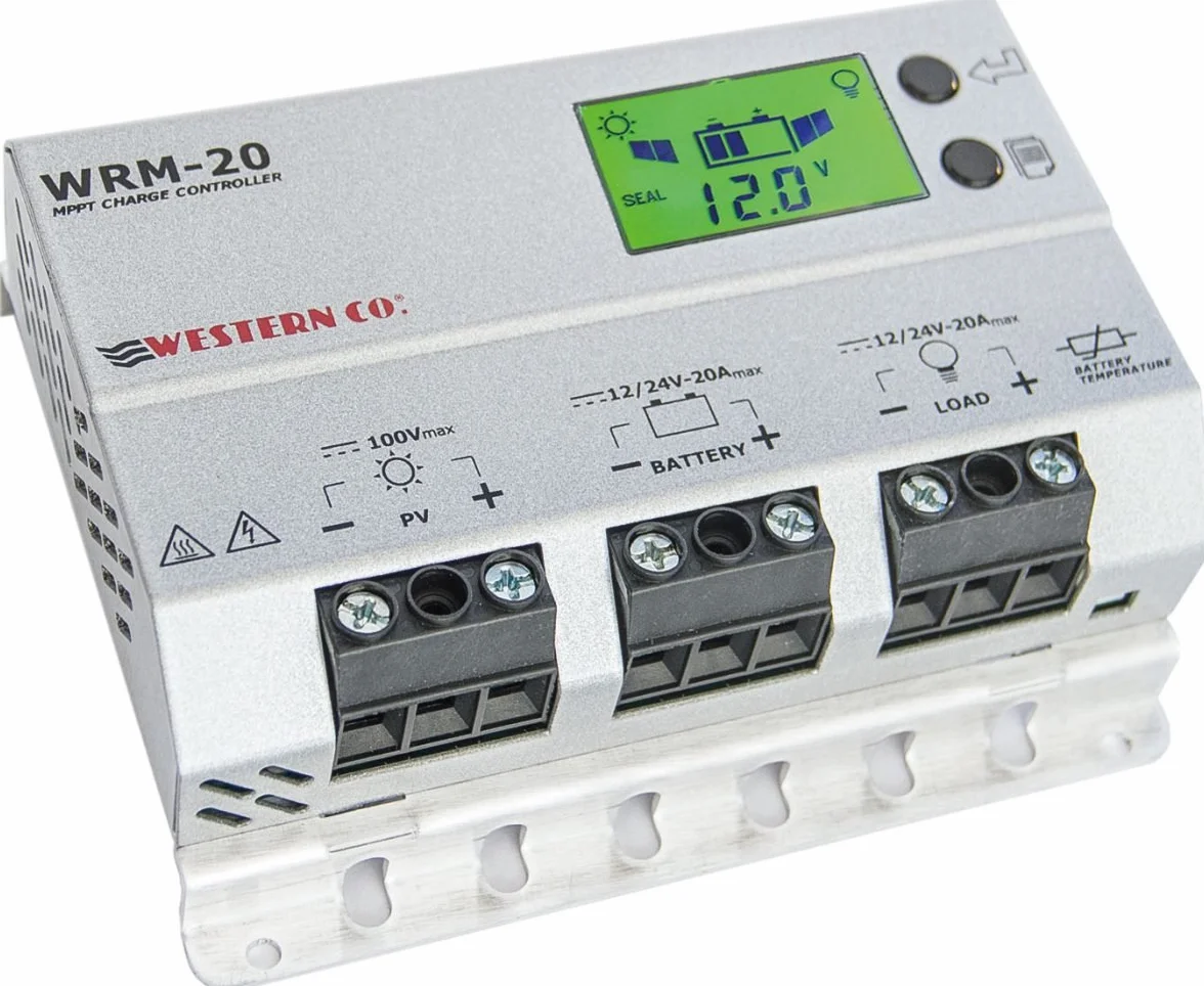Western CO | WRM 20 | Regolatore di Carica MPPT, Regolatore Fotovoltaico 20A 12/24V, Display Grafico, Funzione Crepuscolare