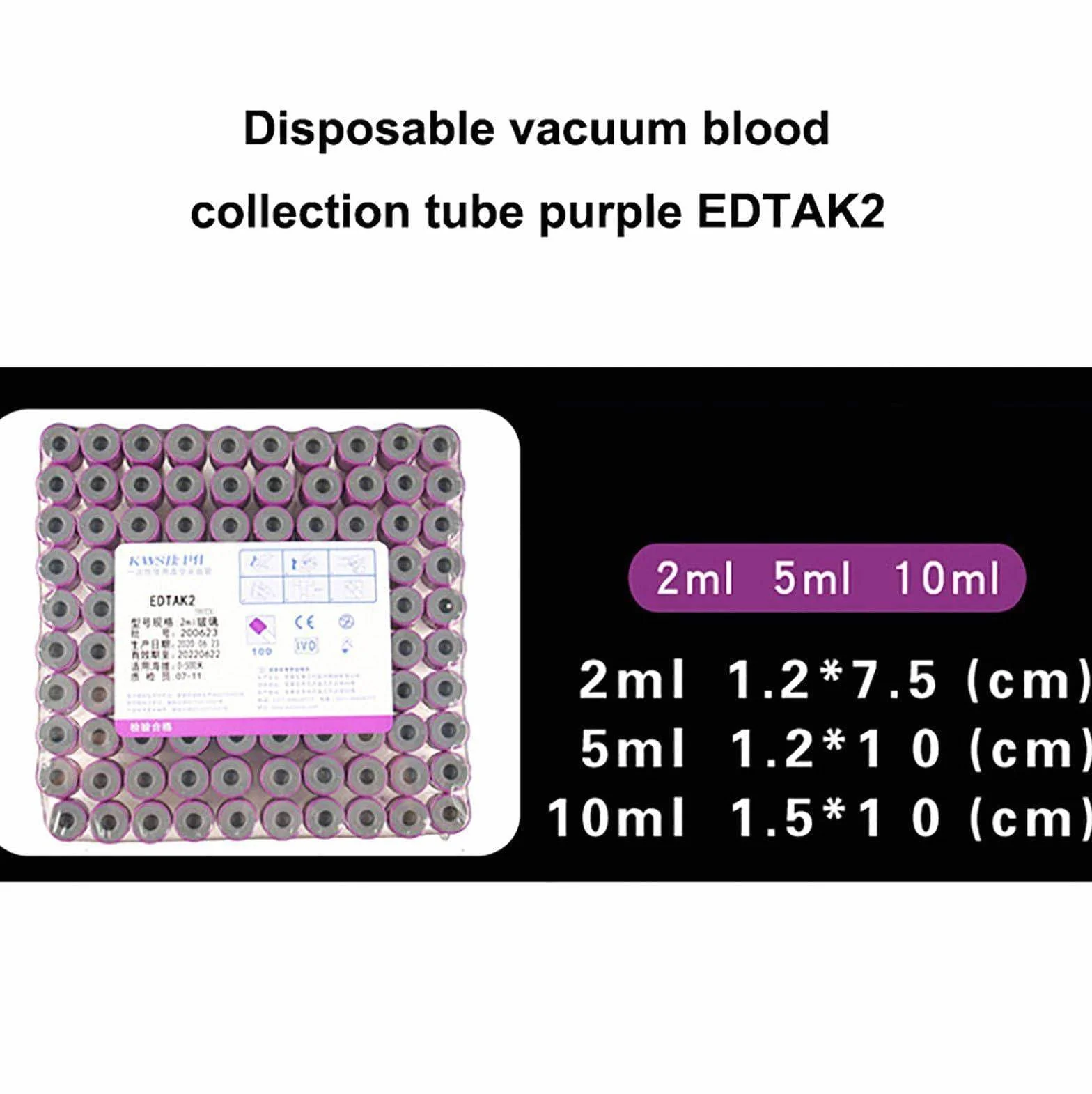 100 Pezzi Provetta per Prelievo Di Sangue Sottovuoto Con Tappo a Vite Viola, Provette per Prelievo Di Sangue in Vetro (2Ml, 3Ml, 5Ml, 10Ml), Per Laboratorio, Separazione Del Siero,3ML