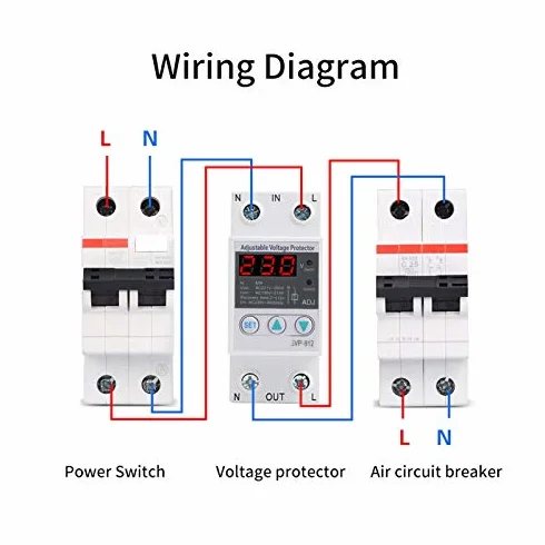 Relè di Protezione Tensione 230V SVP-912, 63A, Regolabile Sovra/Sotto Tensione, con Voltmetro, Recupero Automatico, per Reti 50Hz
