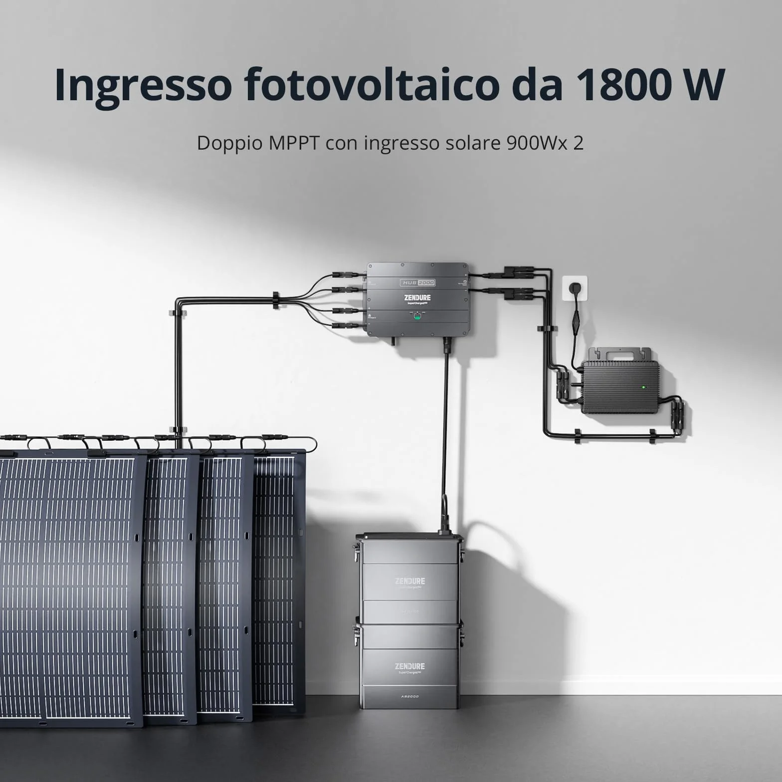 Zendure SolarFlow Hub2000 centrale elettrica da balcone 1800W 1920Wh LiFePO4 IP65 0dB con Shelly Plus Plug S