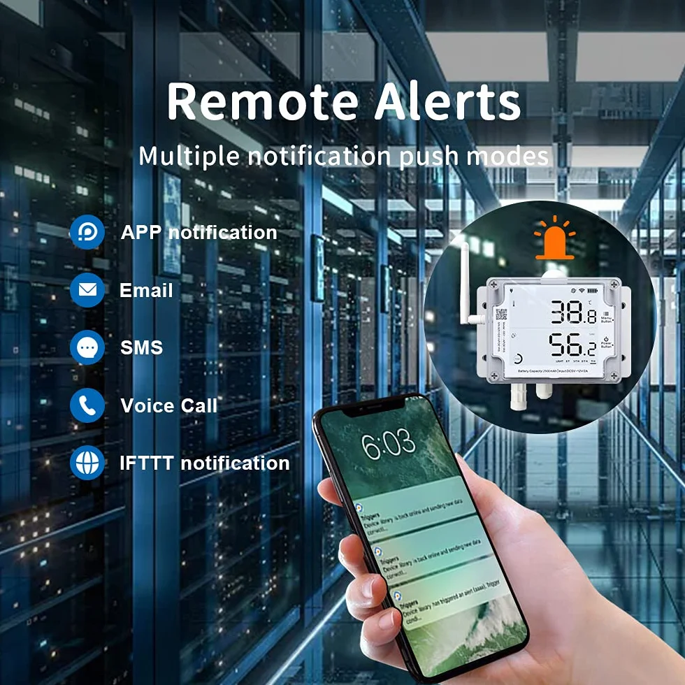 Ubibot GS1-AETH1RS higrómetro termómetro digital con alertas, monitor de temperatura y humedad de WiFi, registrador de datos de temperatura remoto, (cable Ethernet RJ45 y WiFi de 2.4 GHz)