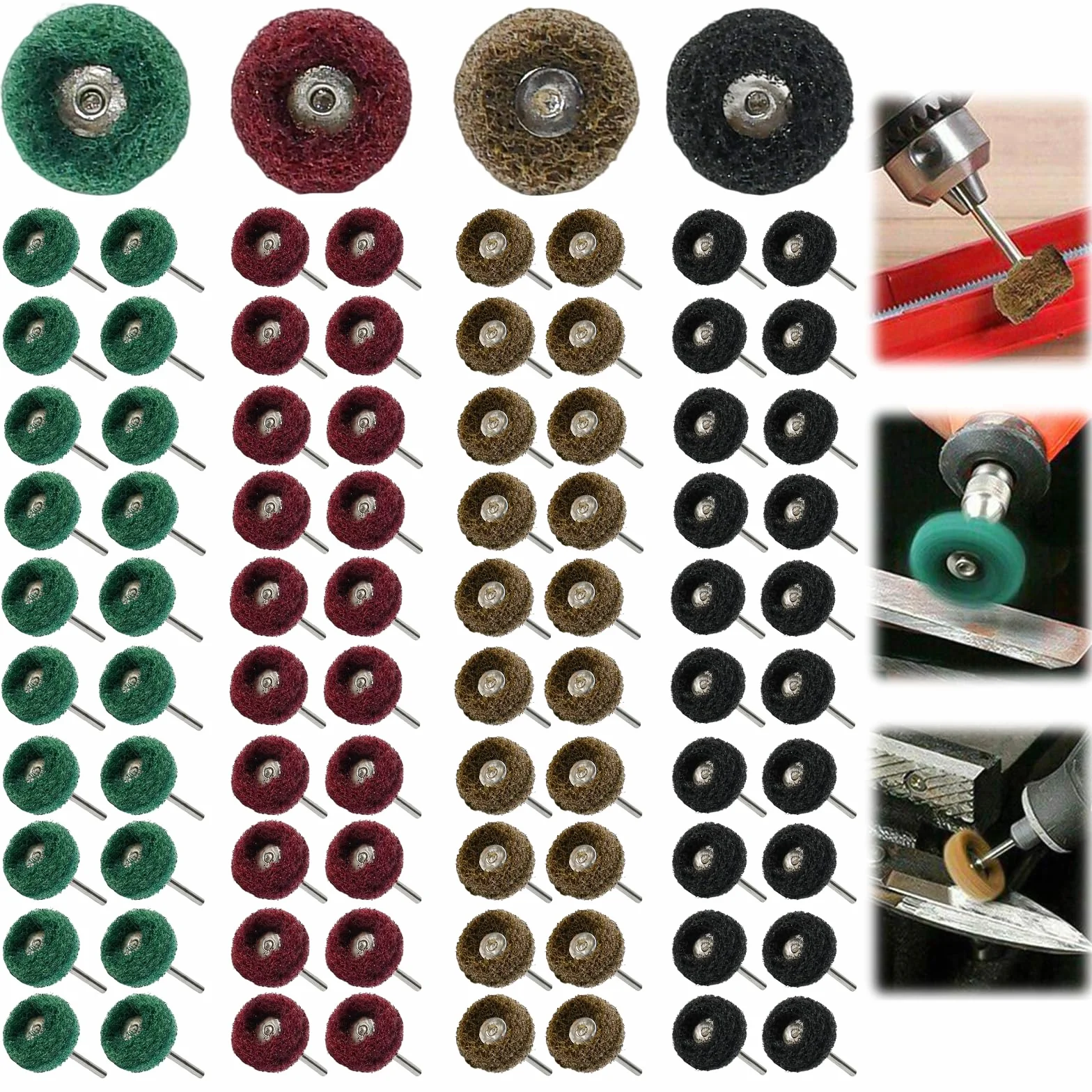 80Pz Set di Ruote Abrasive di Lucidatura 25mm Dischi Abrasivi per Lucidatura con Grana 120/180/320/400 Mole Abrasive per Lucidaturca con Manico 3mm per Utensili Rotanti per Vetro Metallo Legno